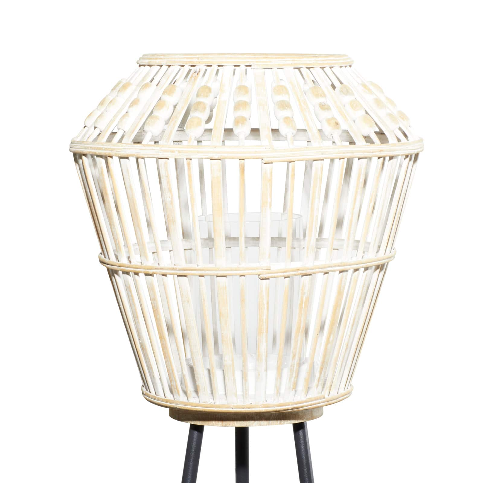 White Metal Natural Lantern, 55&#x22; x 13&#x22; x 13&#x22;