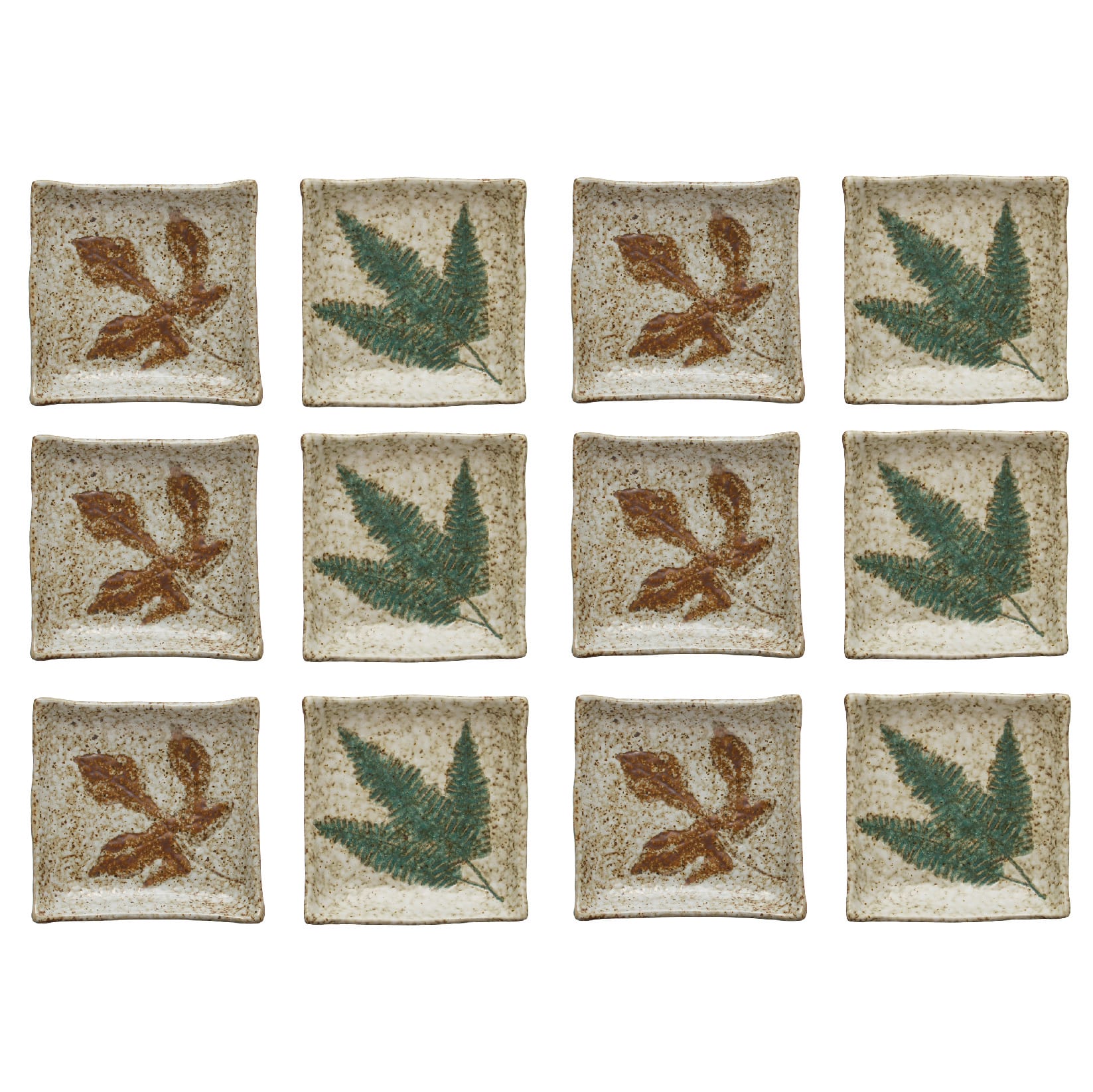 Hello Honey® Multicolor Reactive Glaze Leaf Square Stoneware Plate Set