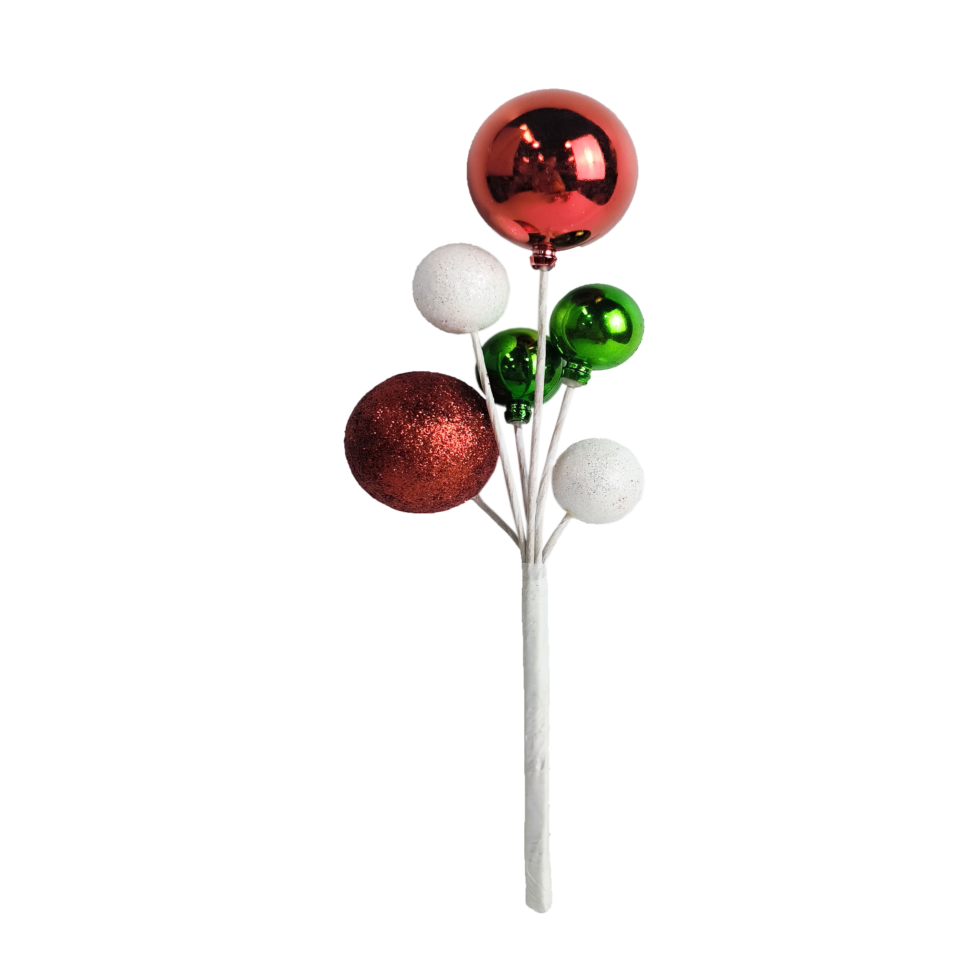 10&#x22; Red, Green &#x26; White Ball Ornament Pick by Ashland&#xAE;