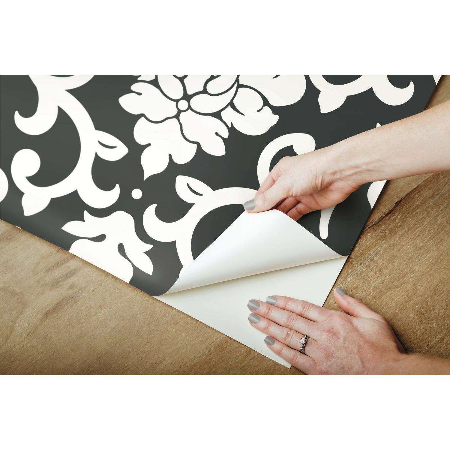 RoomMates Damask Black Peel &#x26; Stick Wallpaper