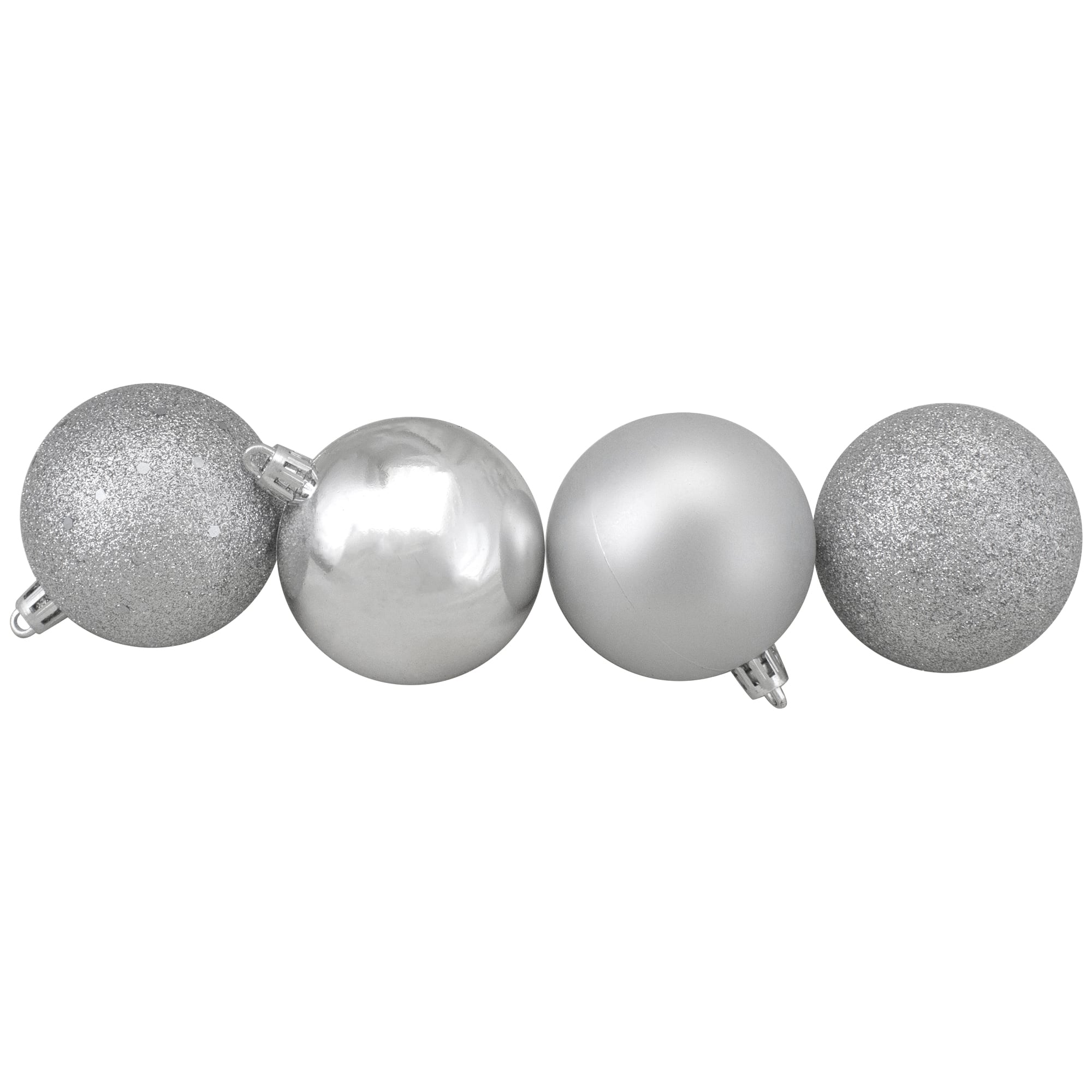 60ct. 2.5&#x22; 4-Finish Silver Shatterproof Ball Ornaments