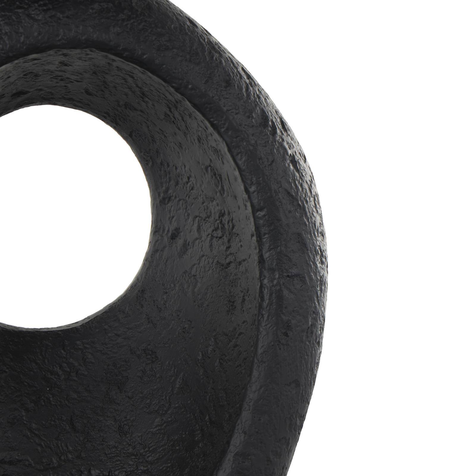 18" Black Abstract Cutout Polystone Teardrop Sculpture with Block Base