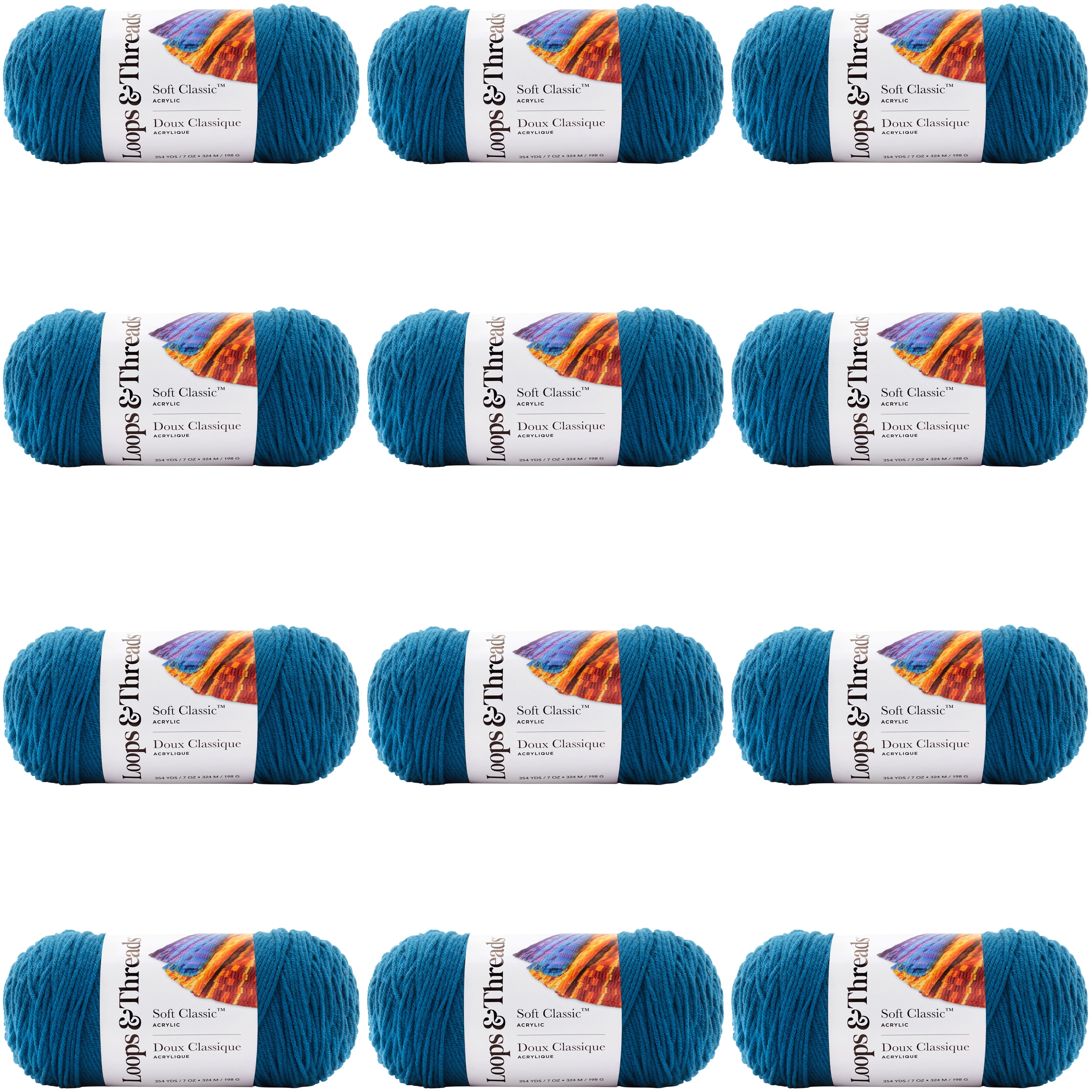 12 Pack: Soft Classic&#x2122; Solid Yarn by Loops &#x26; Threads&#xAE;