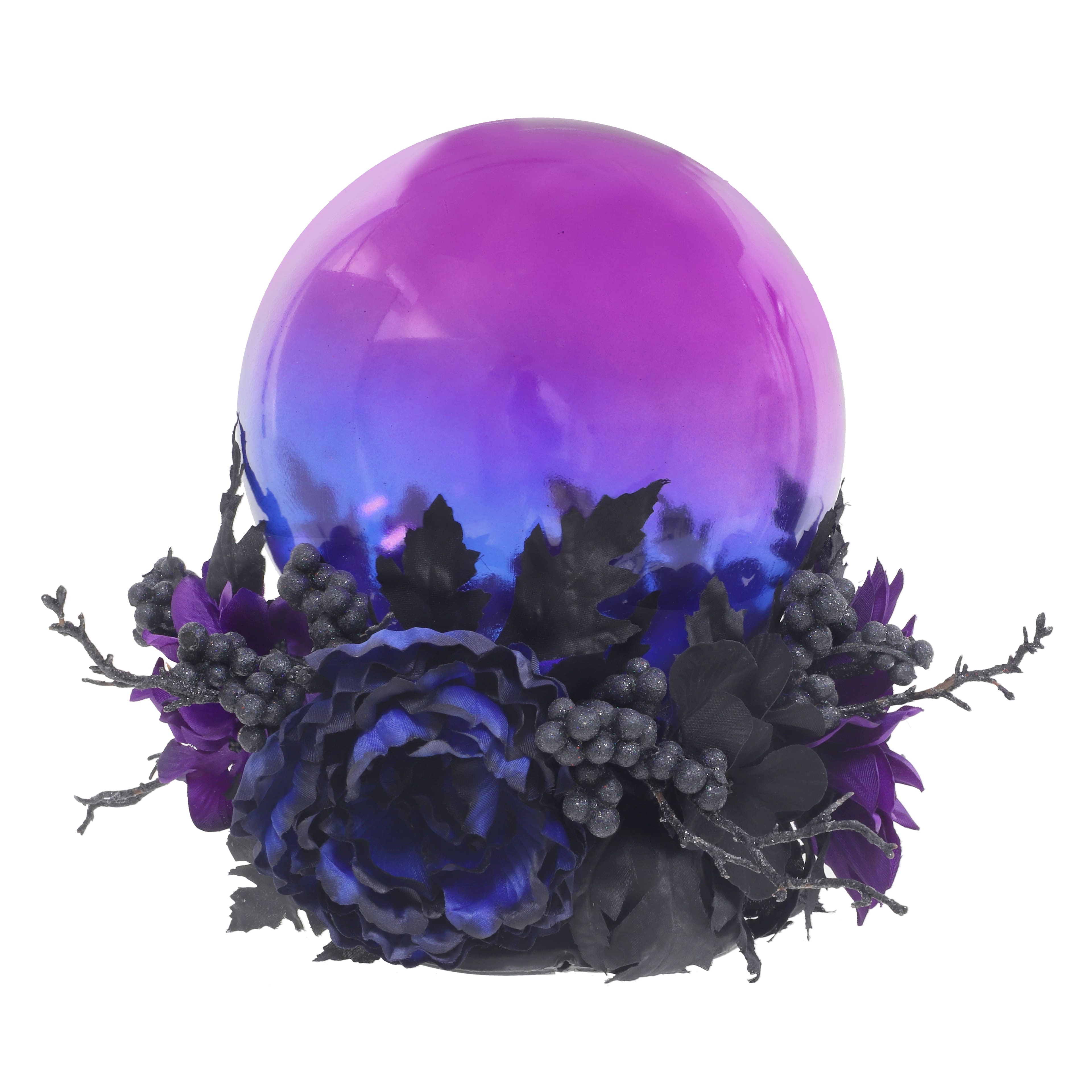 10.5&#x22; Pre-Lit Purple Crystal Ball with Floral Arrangement by Ashland&#xAE;
