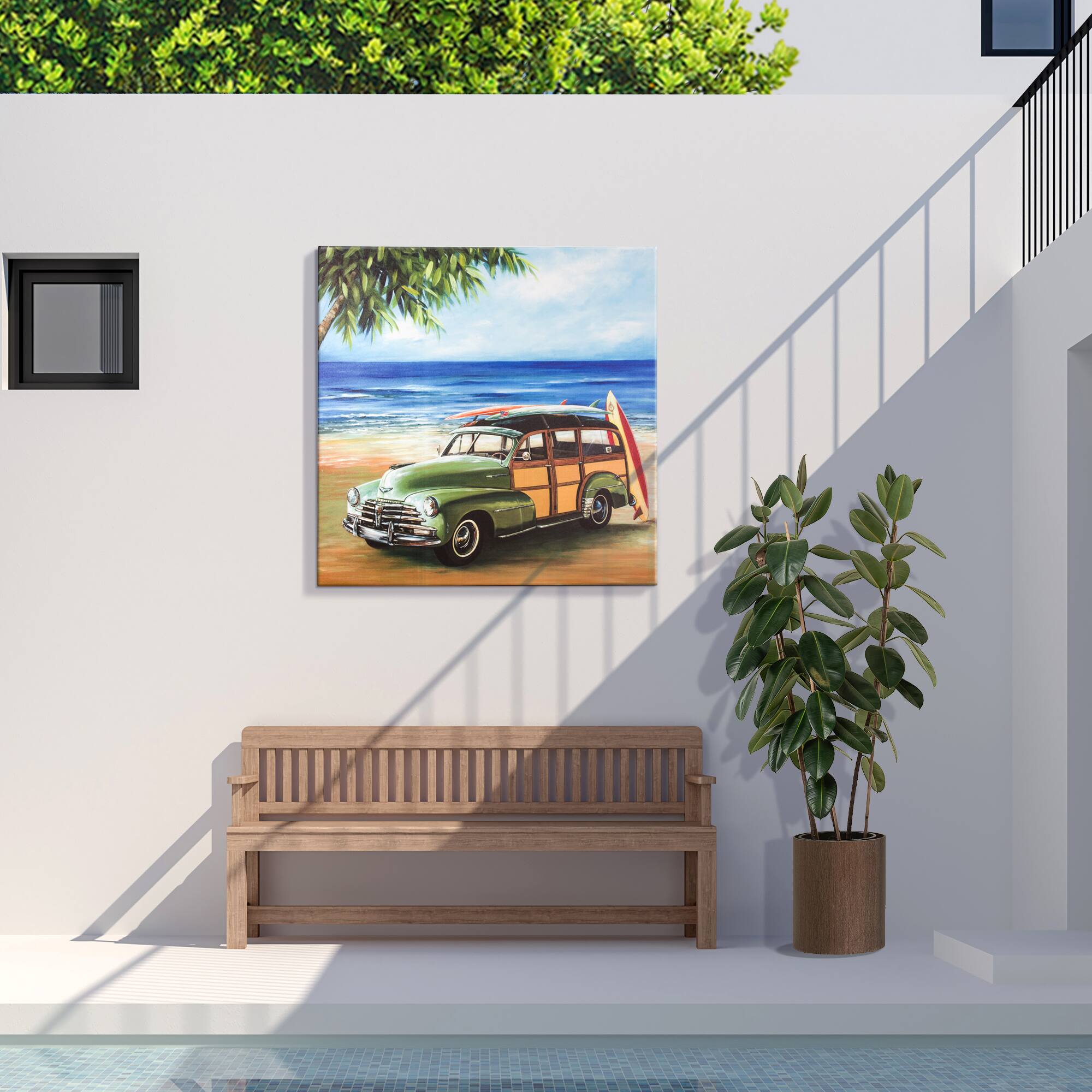 Seaside Cruising Outdoor Canvas Art Print - 35&#x22;x35&#x22;