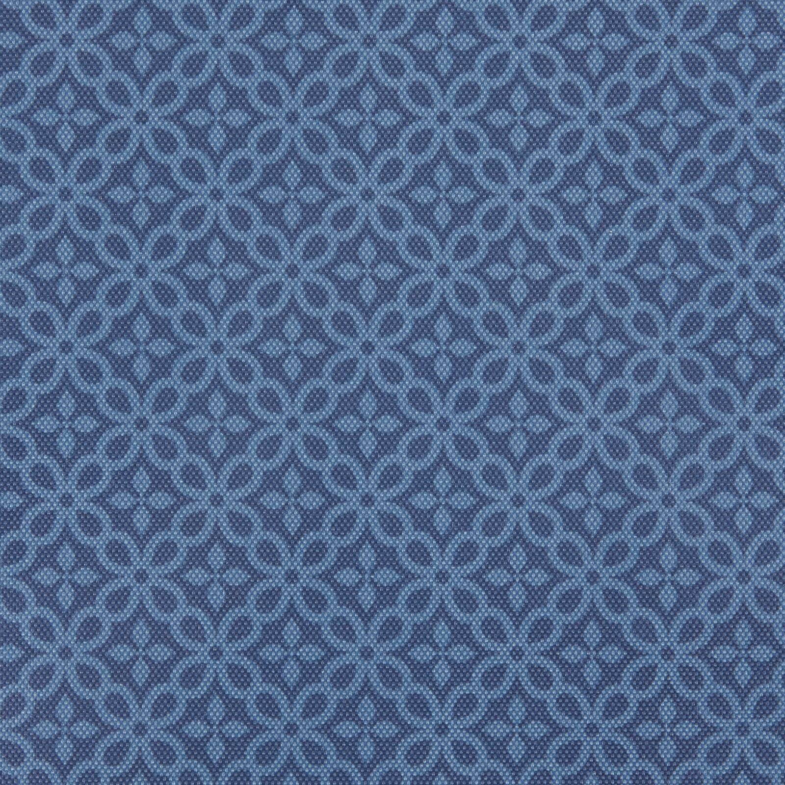 French Blue Tonal Lattice Print Outdoor Tablecloth With Zipper 60" Round