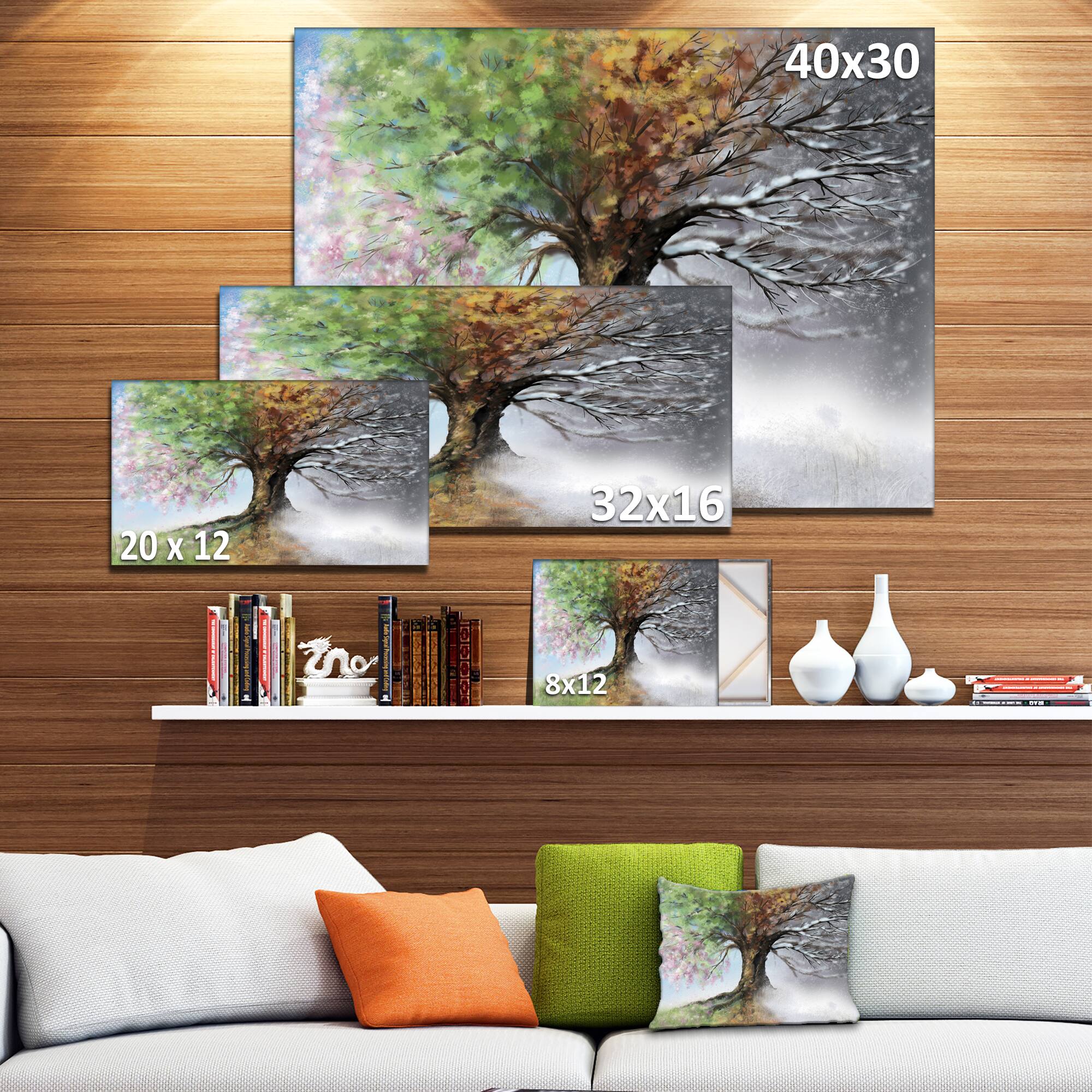 Designart - Tree with Four Seasons - Large Tree Painting Canvas Art Print