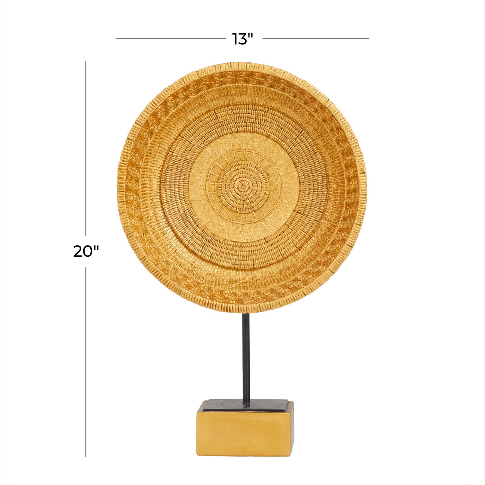 Gold Polystone Glam Sculpture, 20&#x22; x 13&#x22; x 6&#x22;