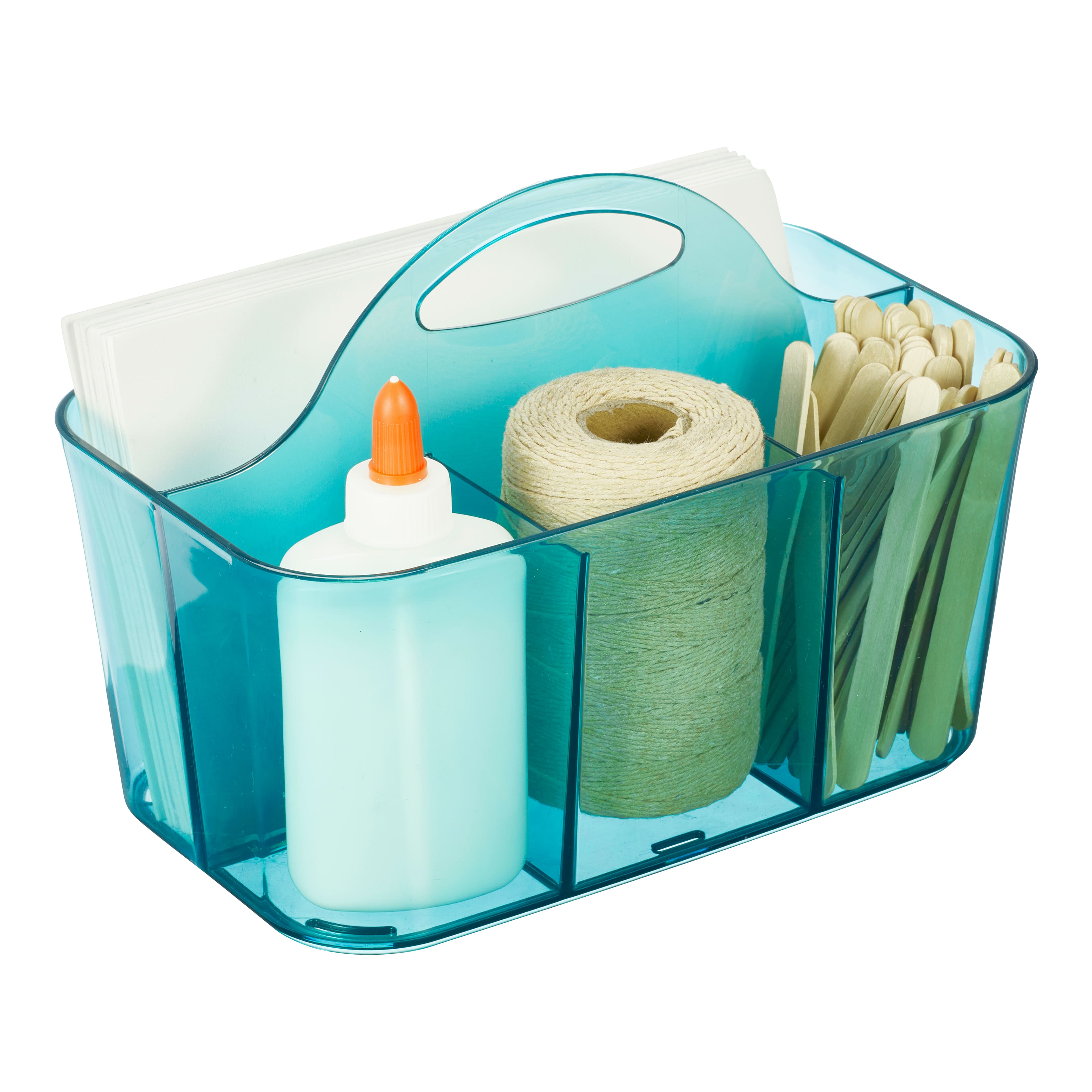 Mdesign Aqua Tint 4-Section Craft Caddy With Handle | Michaels