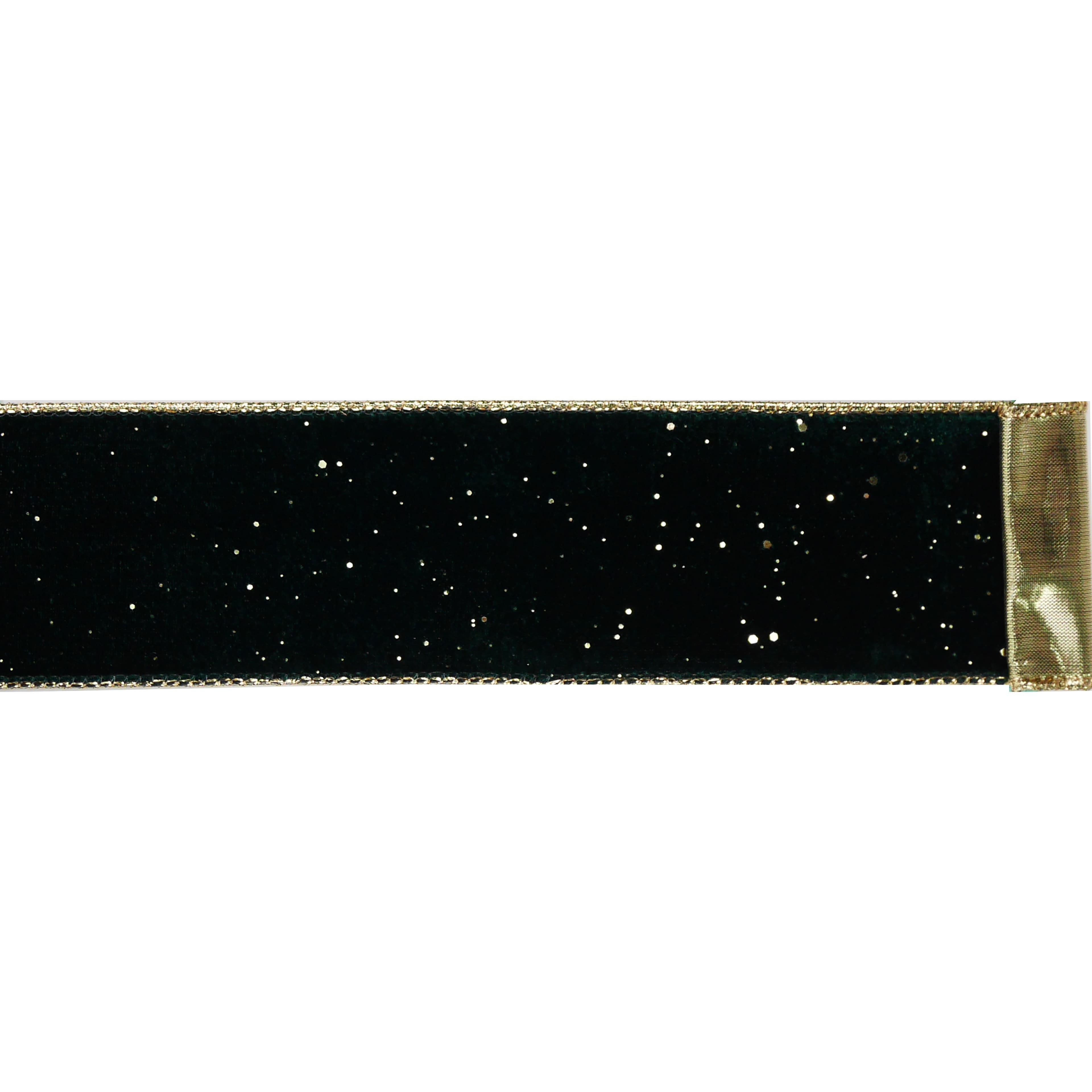 2.5&#x22; x 60ft. Green Velvet with Gold Back Wired Jumbo Ribbon by Celebrate It&#xAE;