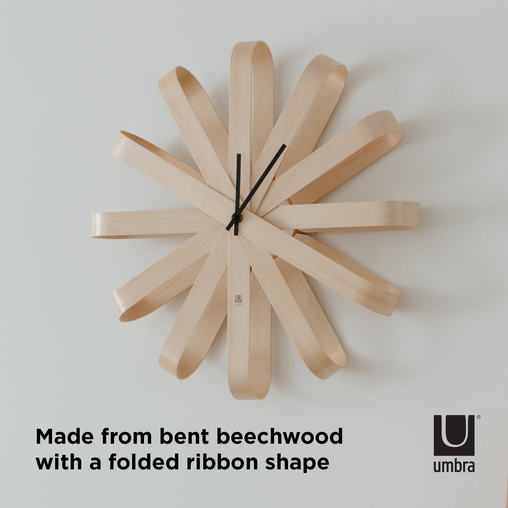 Umbra 20&#x22; Natural Ribbonwood Round Wall Clock