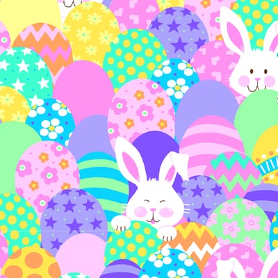 Easter Stacked Bunnies & Eggs Glitter Cotton Fabric | Michaels