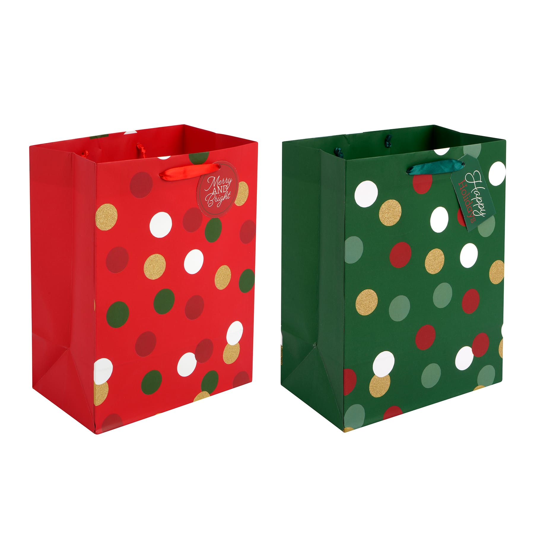 10&#x22; Festive Polka Dot Gift Bag Set by Celebrate It&#xAE;