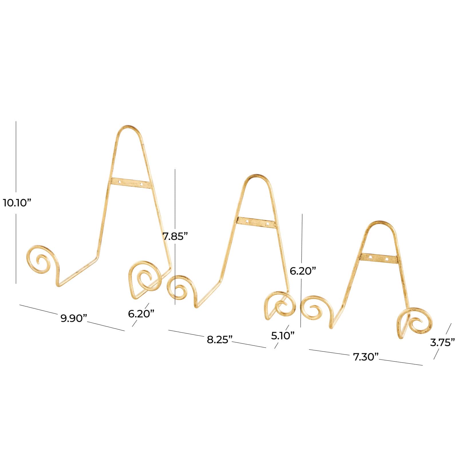 Gold Metal Scroll Hanging Wall Rack Display Easel Set