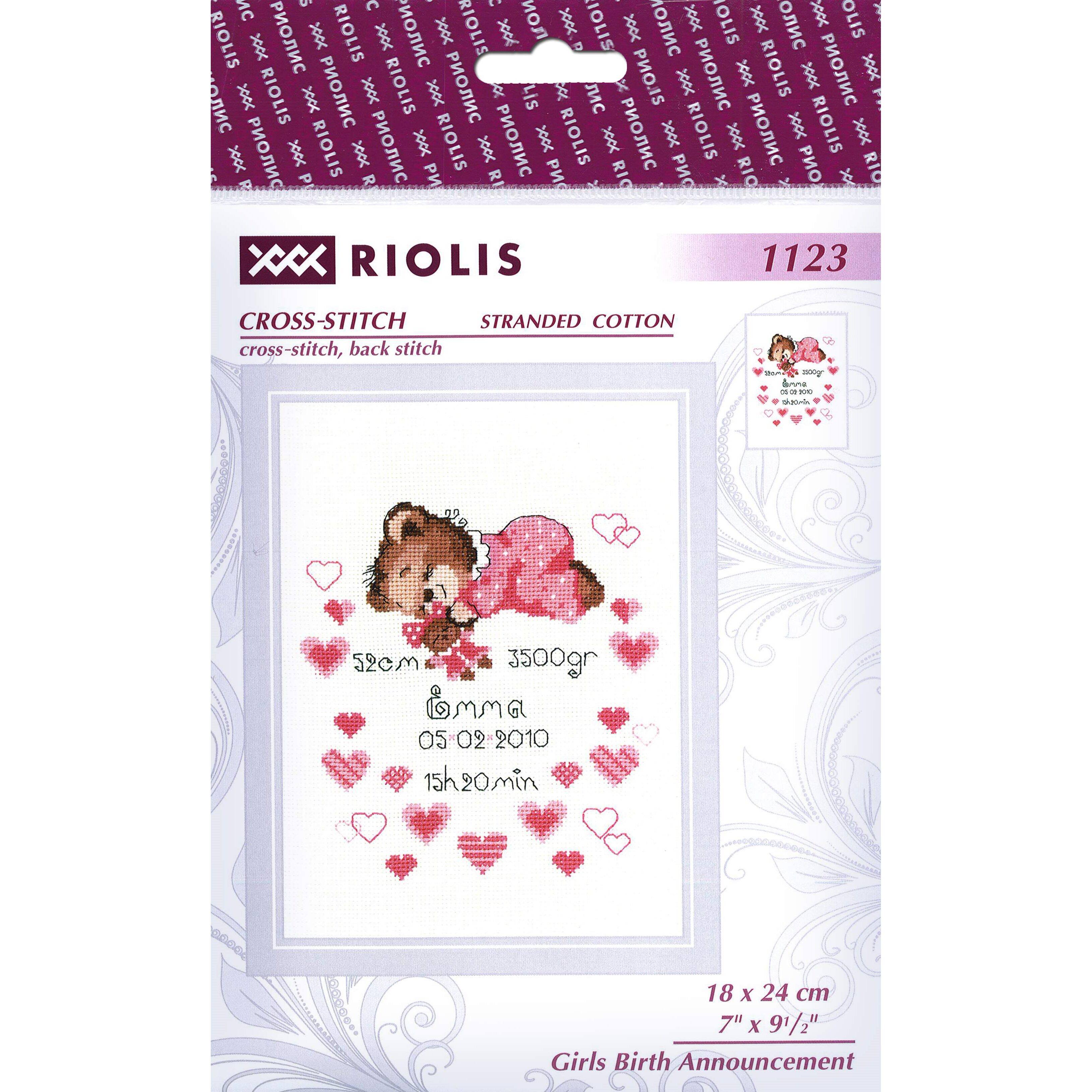 RIOLIS Girls Birth Announcement Cross Stitch Kit