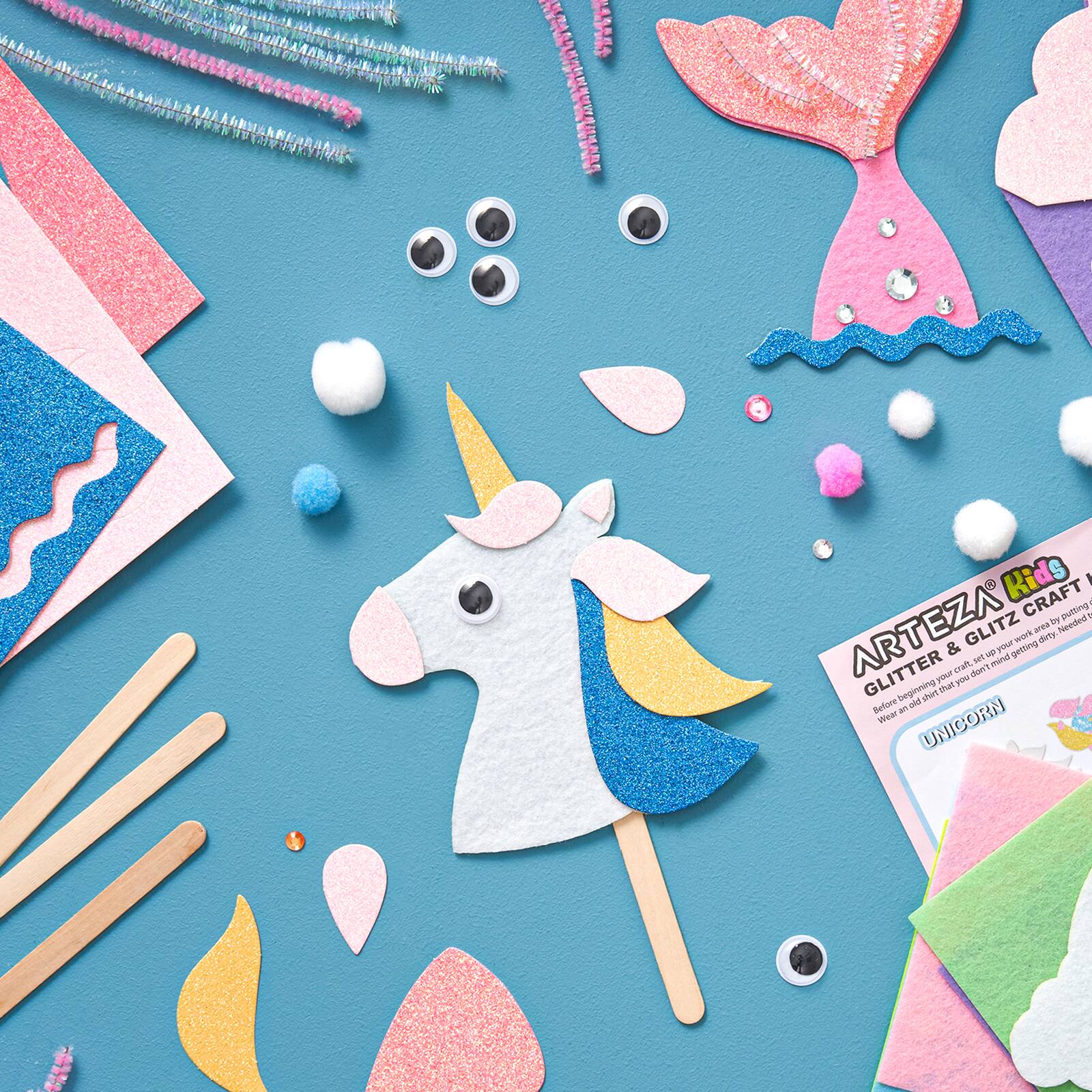 Arteza&#xAE; Kids Felt Craft Kit, Glitter &#x26; Glitz