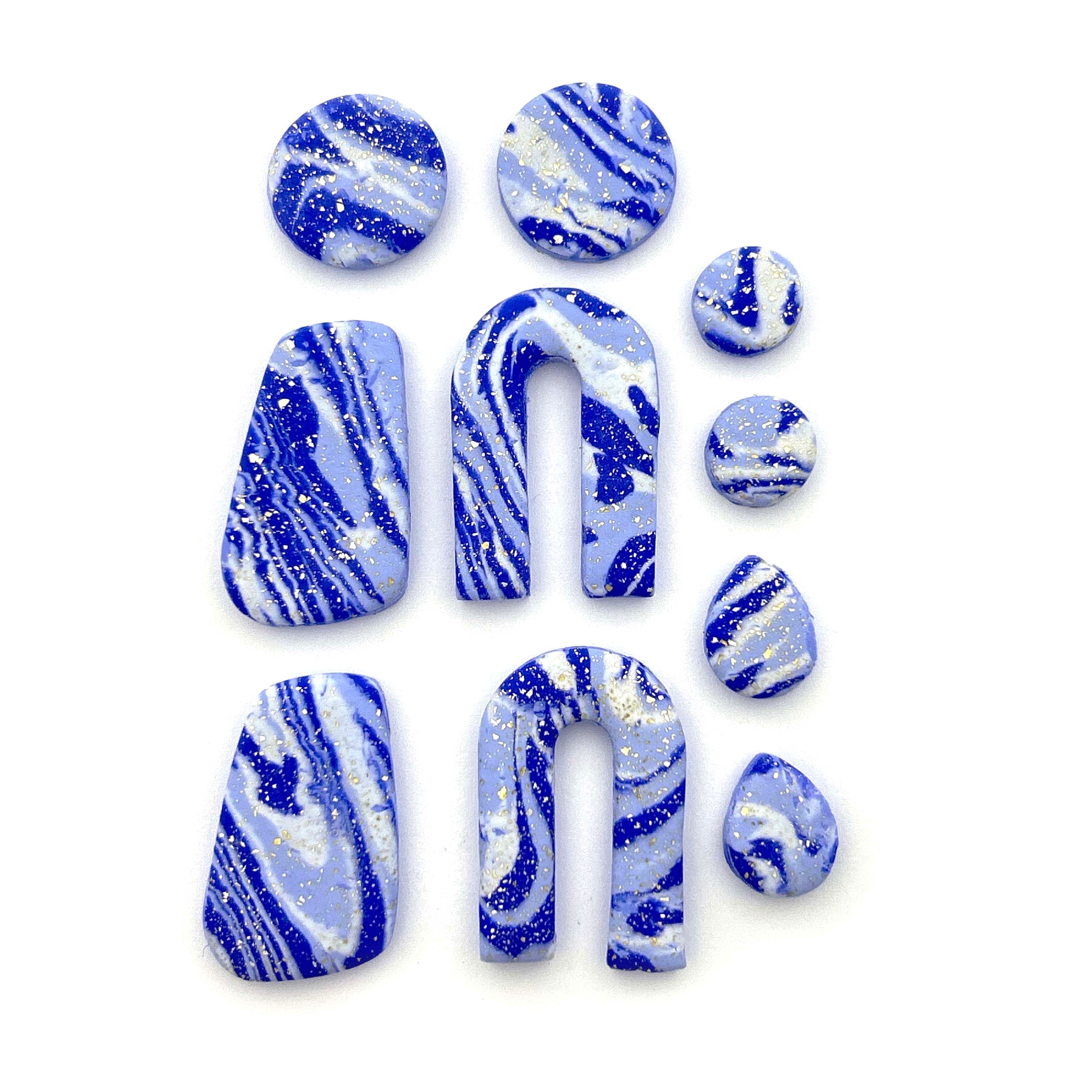Blue Swirl with Foil Oven Bake Polymer Clay by Bead Landing&#x2122;