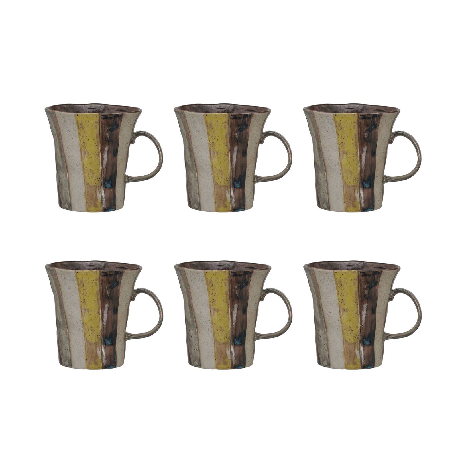 Hello Honey® 16oz. Rustic Striped Stoneware Mugs, 6ct.