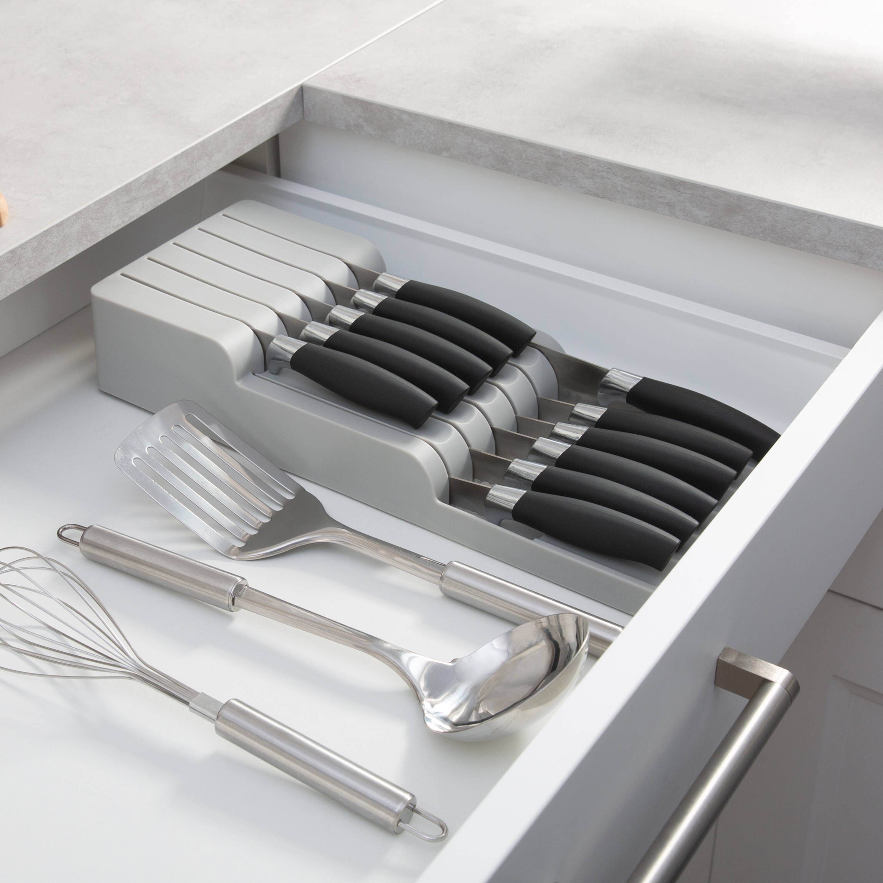 Kitchen Details 2-Tier Gray In-Drawer Knife Organizer