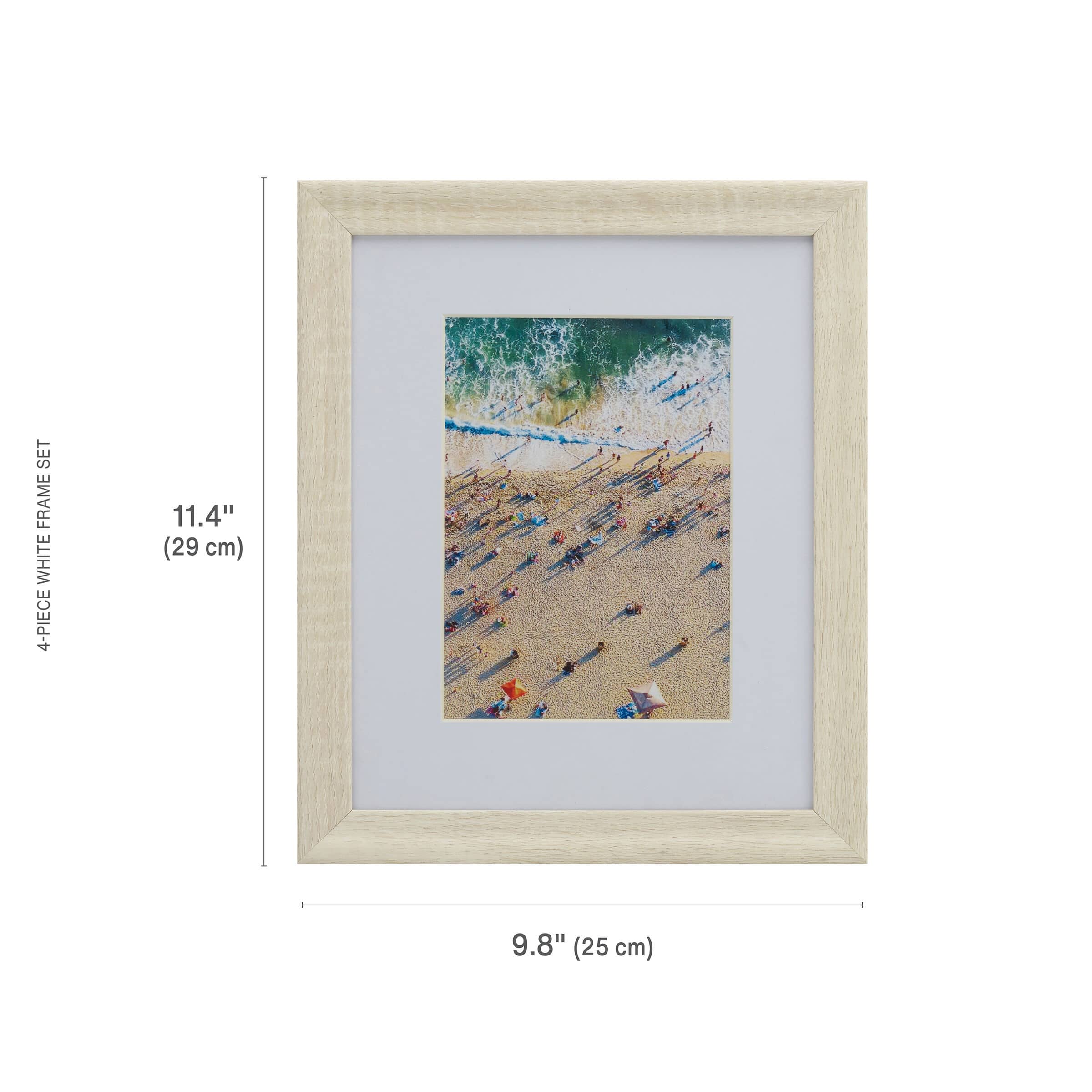 Melannco 4 Pack White Woodgrain 5" x 7" Wall Frames with Mat