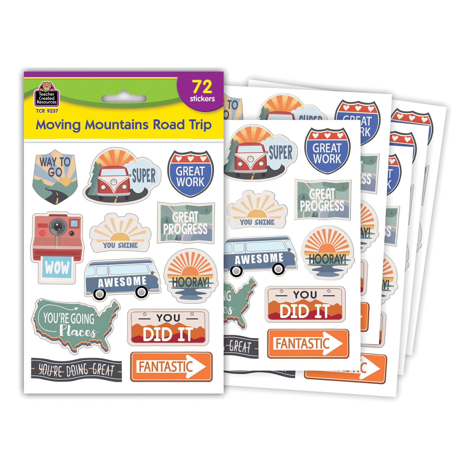 Teacher Created Resources® Moving Mountains Road Trip Stickers, 12 Packs of 72 each