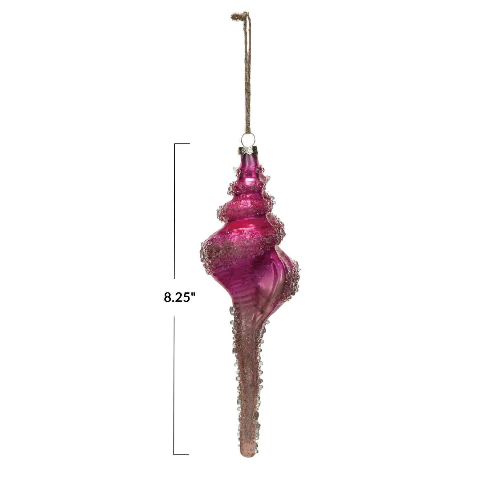 Hello Honey® 8.25" Pink Ombre Glass Conch Ornament with Beads