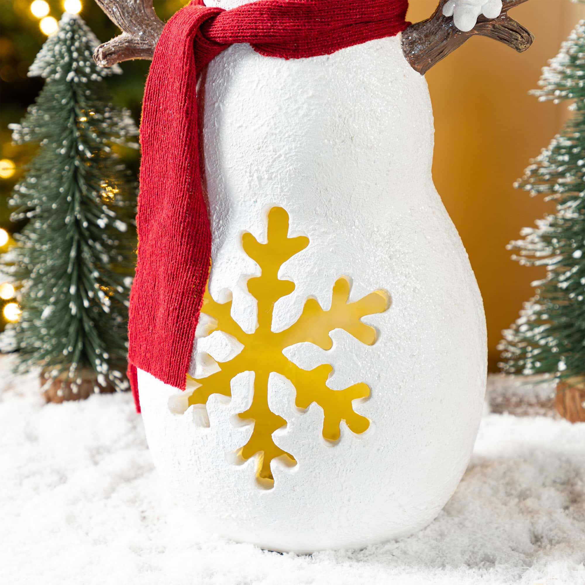 Glitzhome&#xAE; 15&#x22; Christmas Lighted Resin Snowman Table Decor