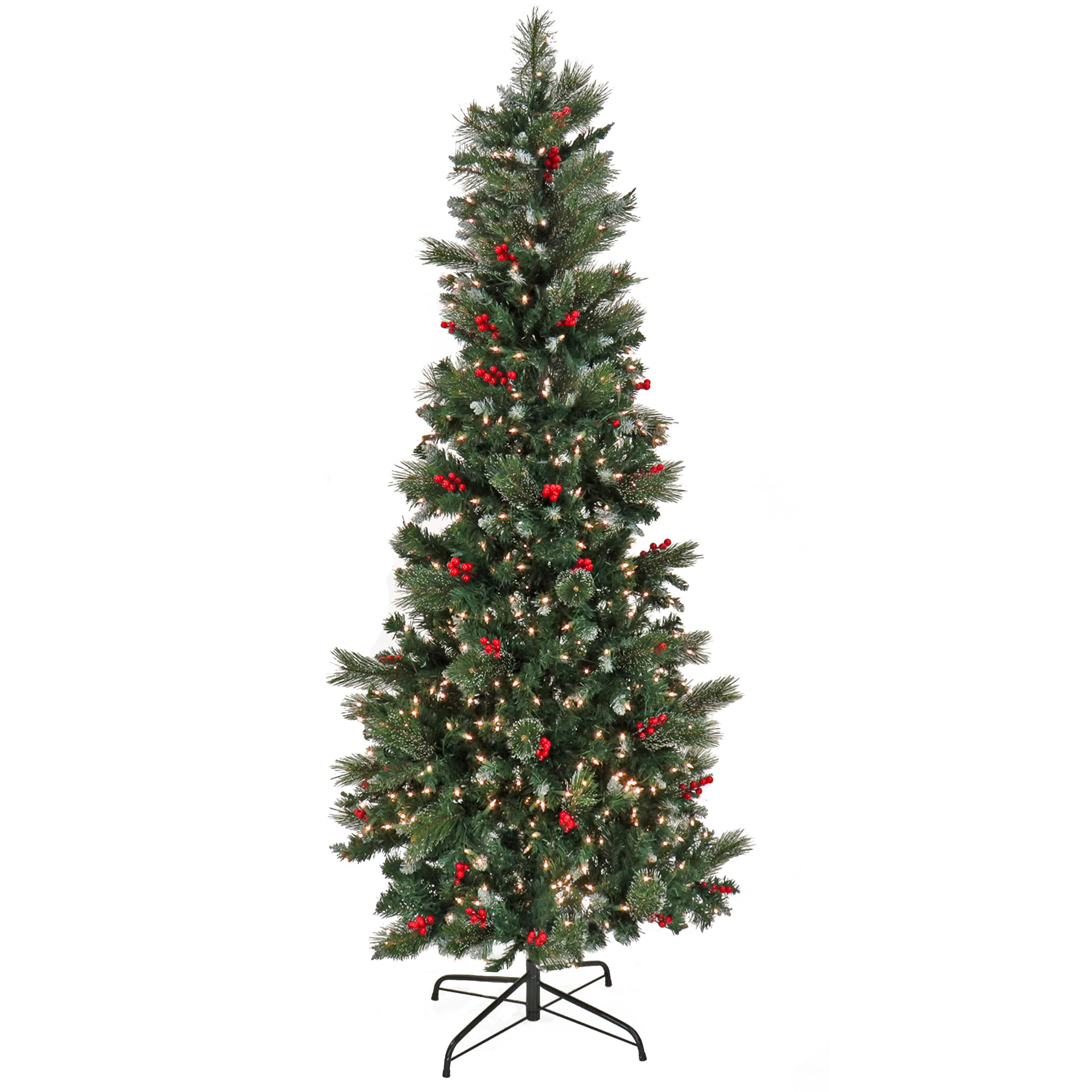 7.5ft. Pre-lit Artificial Meadowlark Pencil Hinged Tree, Clear Lights