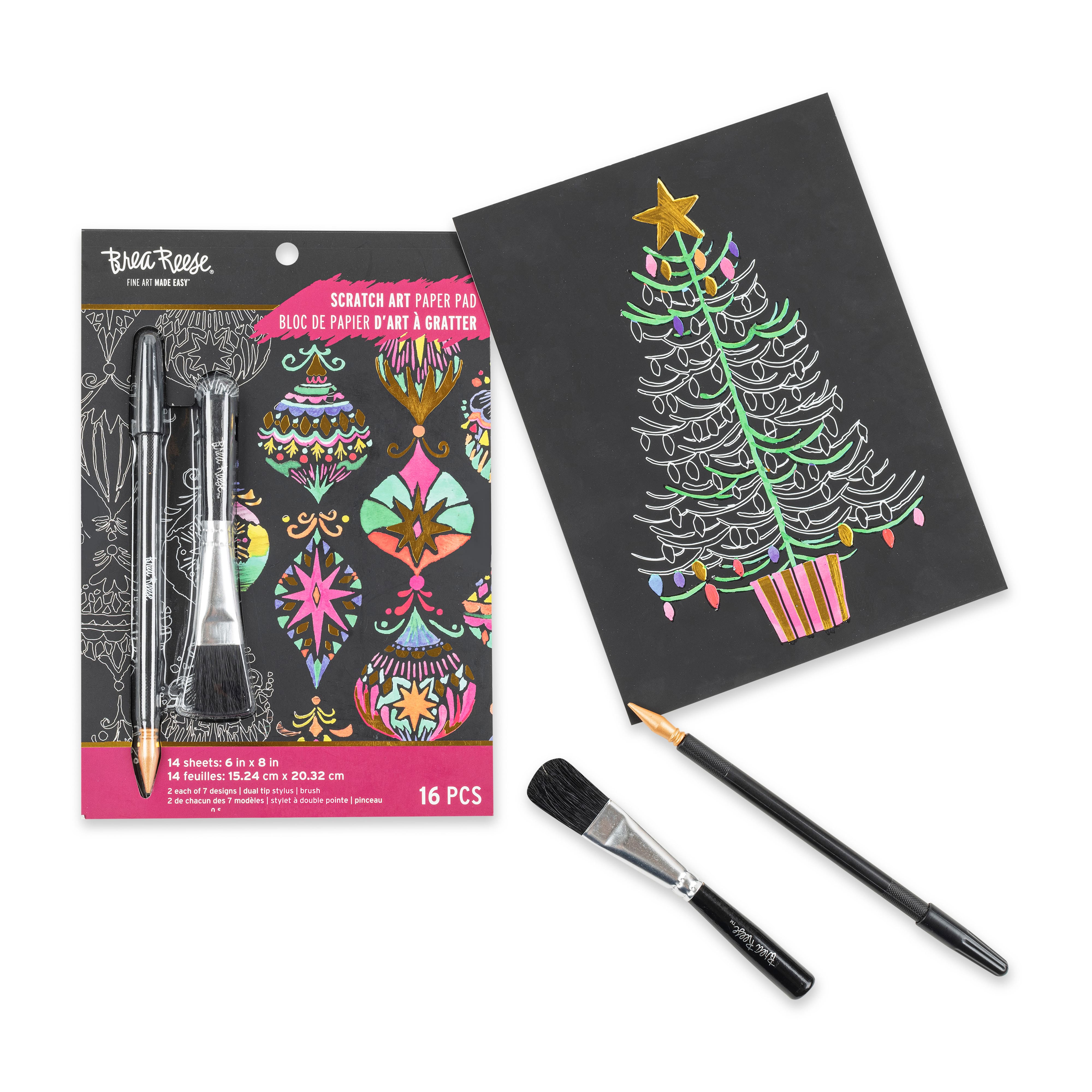 Brea Reese&#x2122; 6&#x22; x 8&#x22; Holiday Brights Scratch Art Paper Pad