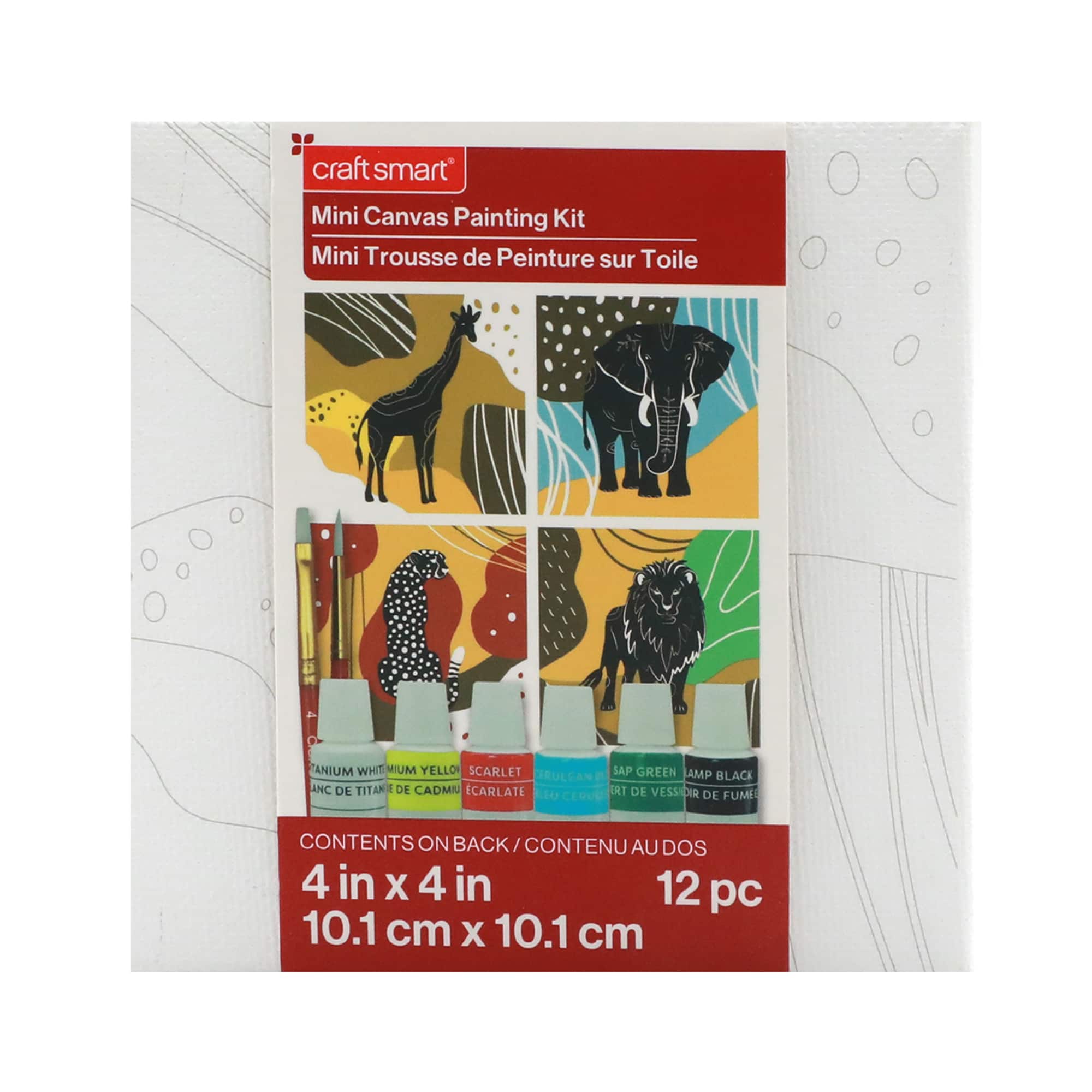 4" x 4" Wild Animals Canvas Painting Kit