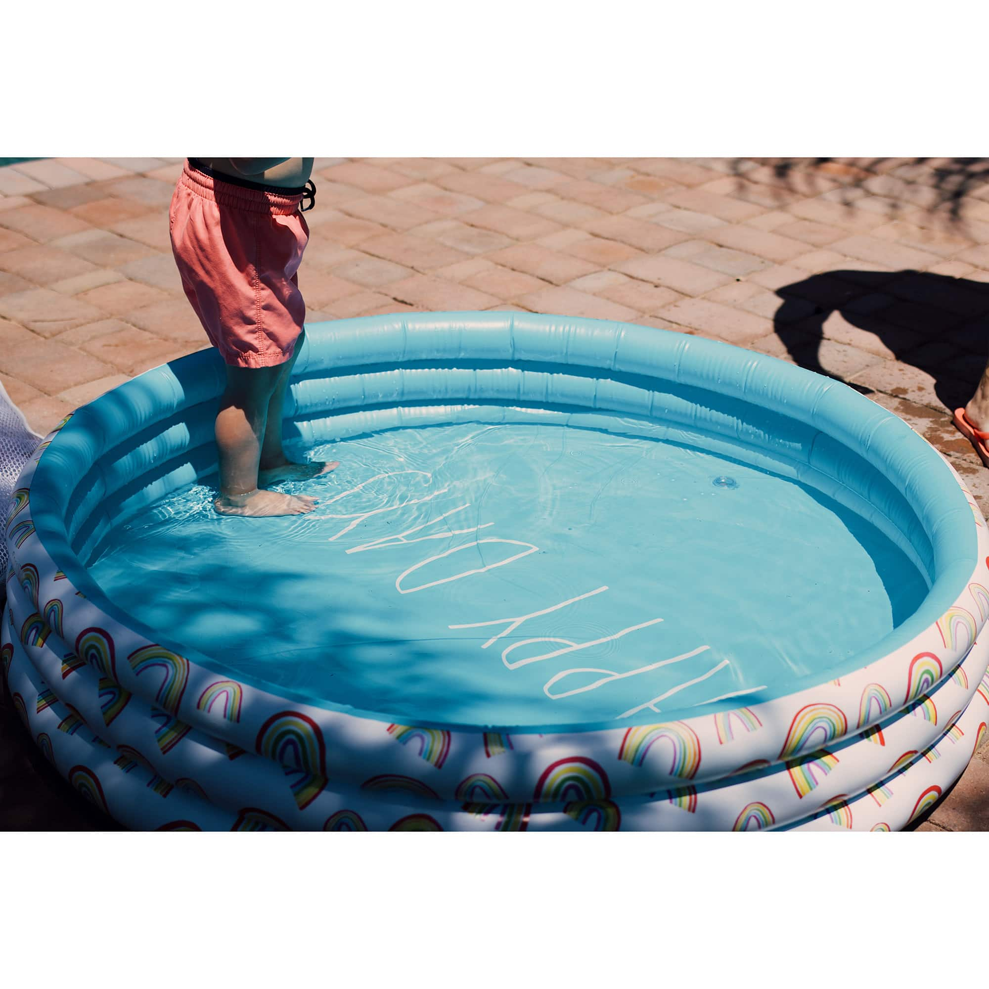 Rae Dunn 4ft. Happy Days Aqua Rainbow Mini Pool