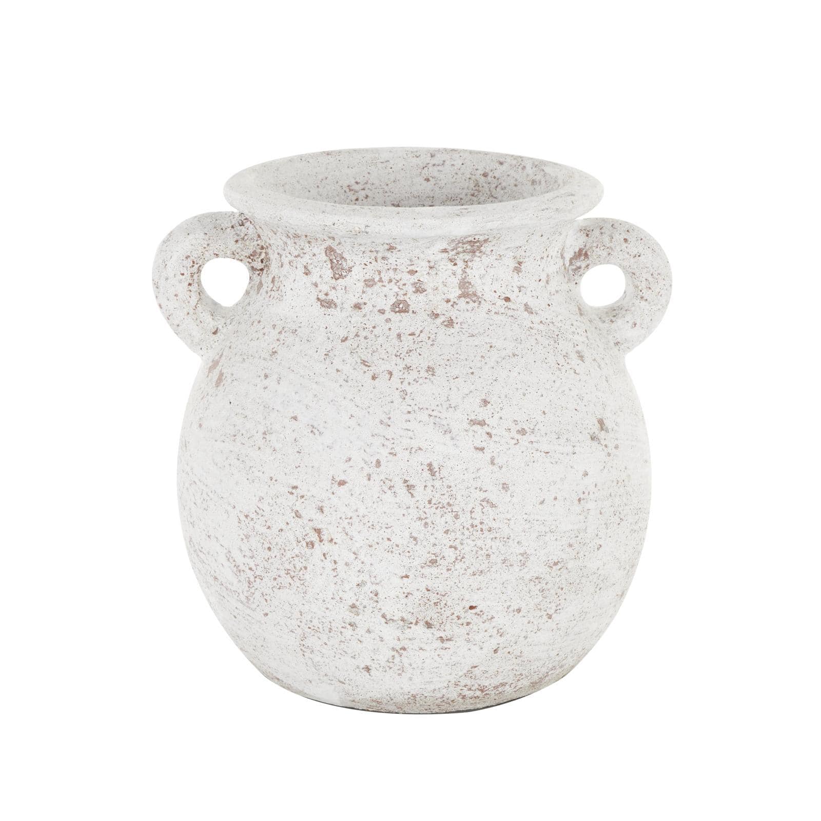 10" Cream Ceramic Textured Vase with Handles