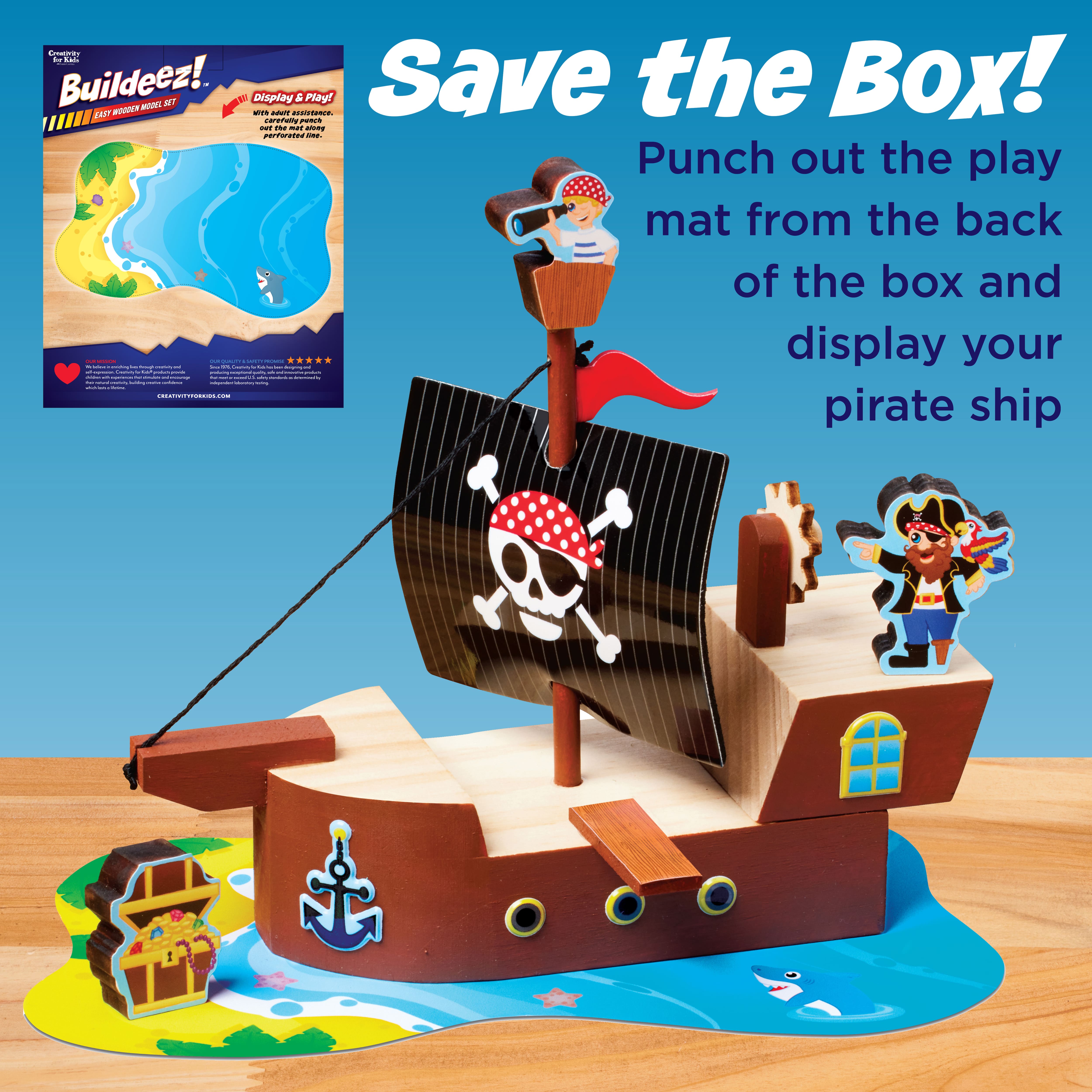 Creativity for Kids&#xAE; Buildeez!&#x2122; The Sea Skull Pirate Ship Wooden Model Set