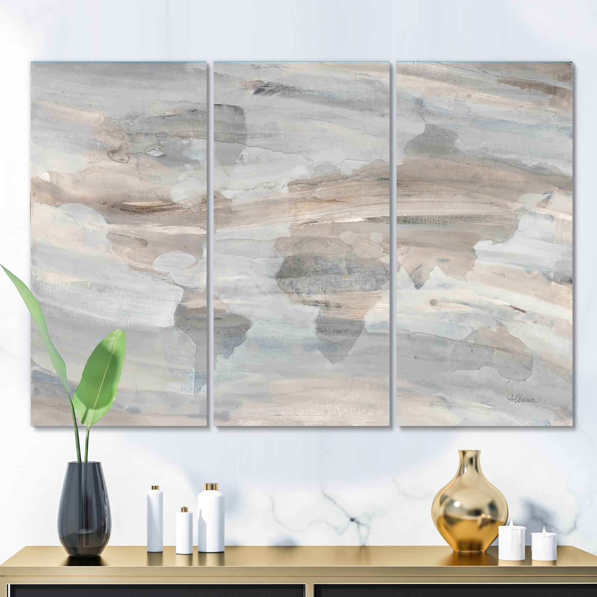 Designart - Misty World Map - Glam Map Canvas Artwork