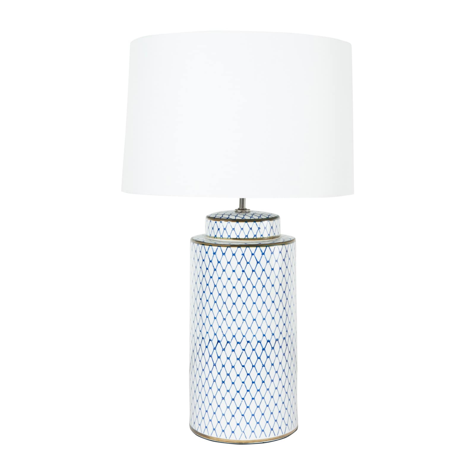 28&#x22; Indigo &#x26; White Ceramic Table Lamp