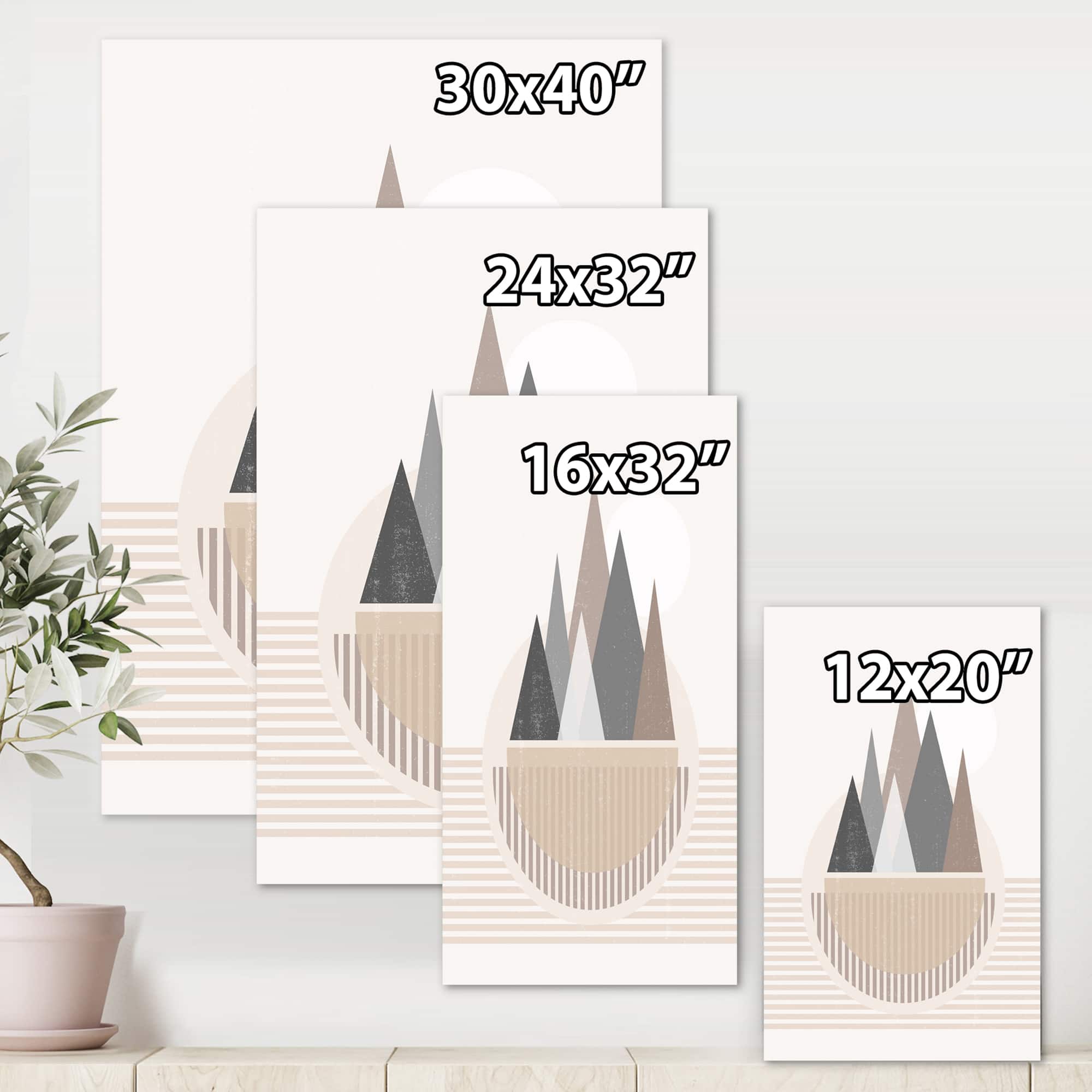 Designart - Abstract Sun and Moon In Mountains III - Modern Canvas Wall Art Print