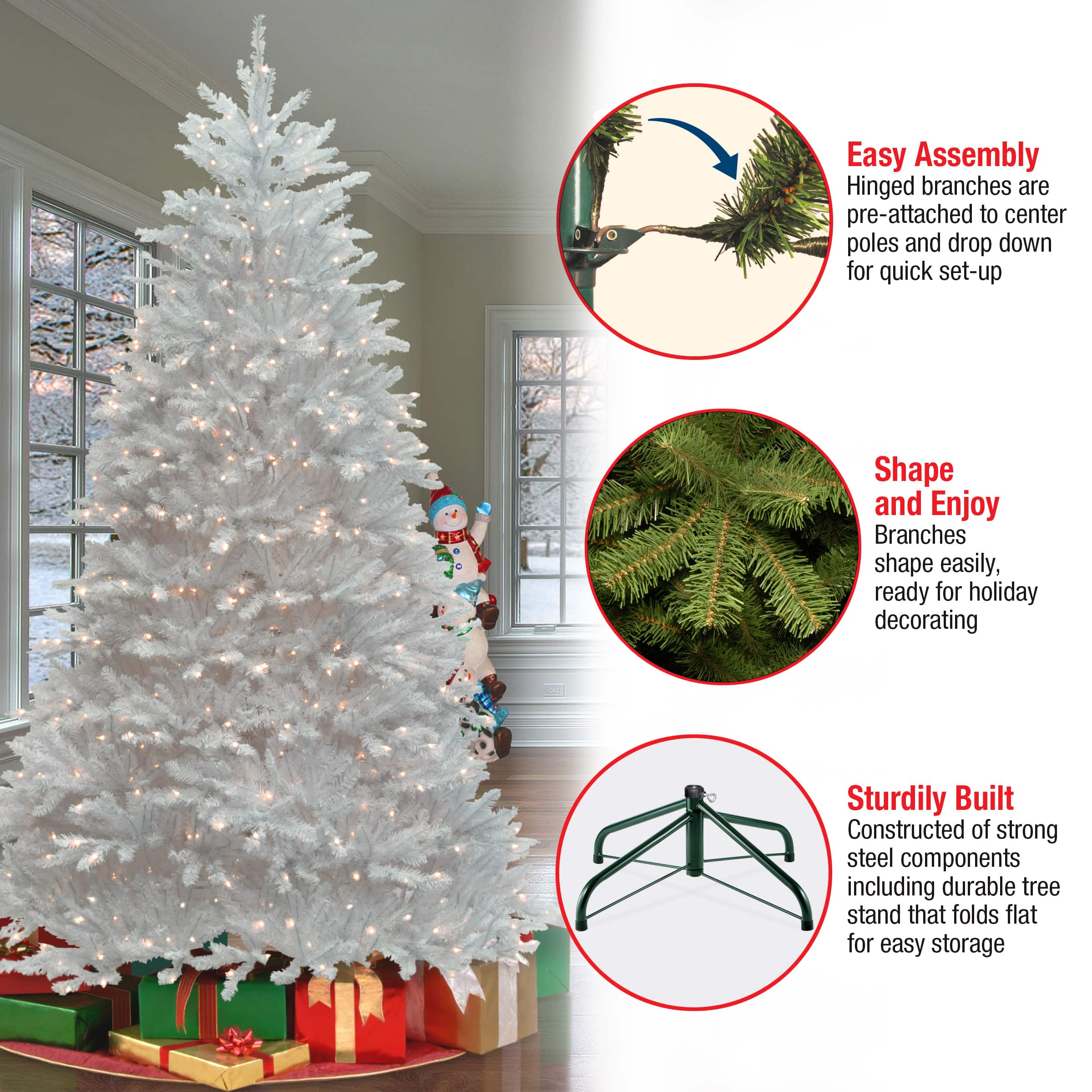 9ft. Pre-Lit Dunhill&#xAE; White Fir Artificial Christmas Tree, Clear Lights