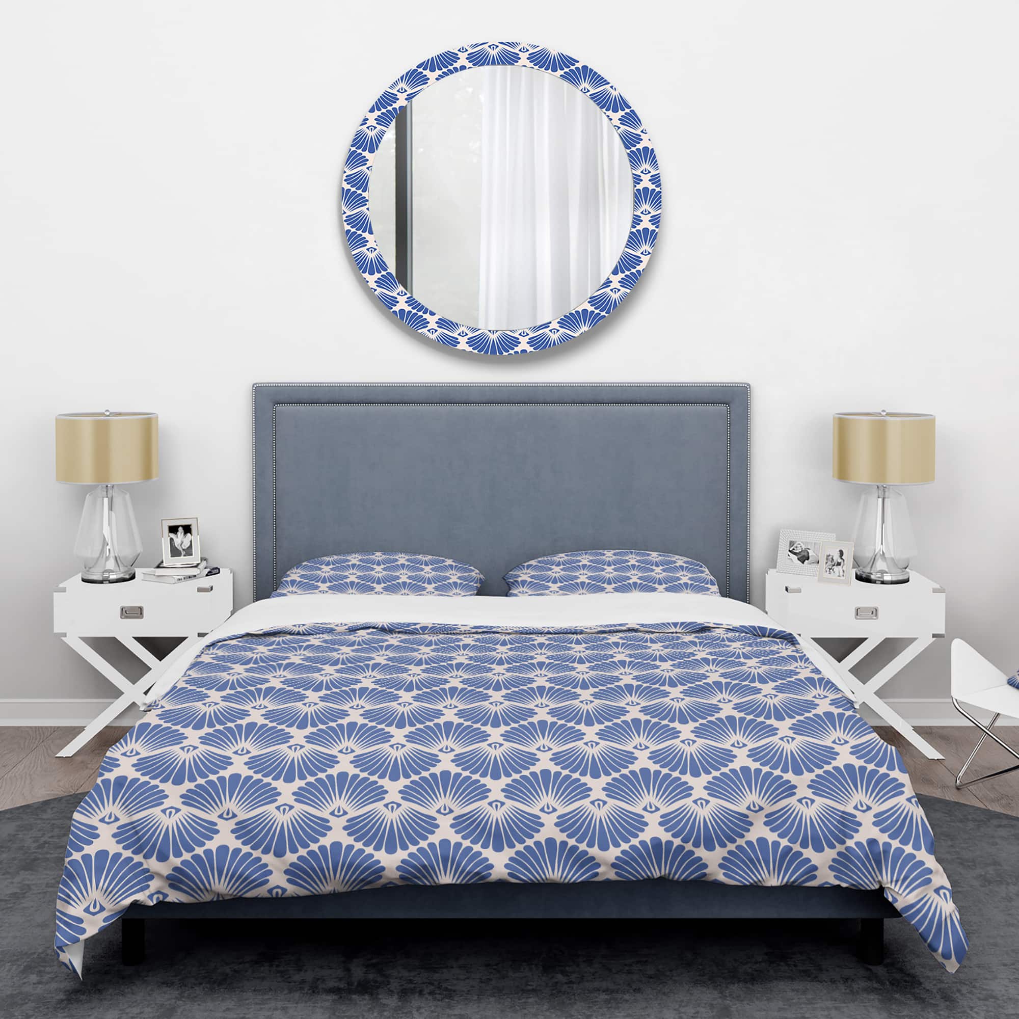 Designart &#x27;Retro Blue Waves&#x27; Mid-Century Duvet Cover Set