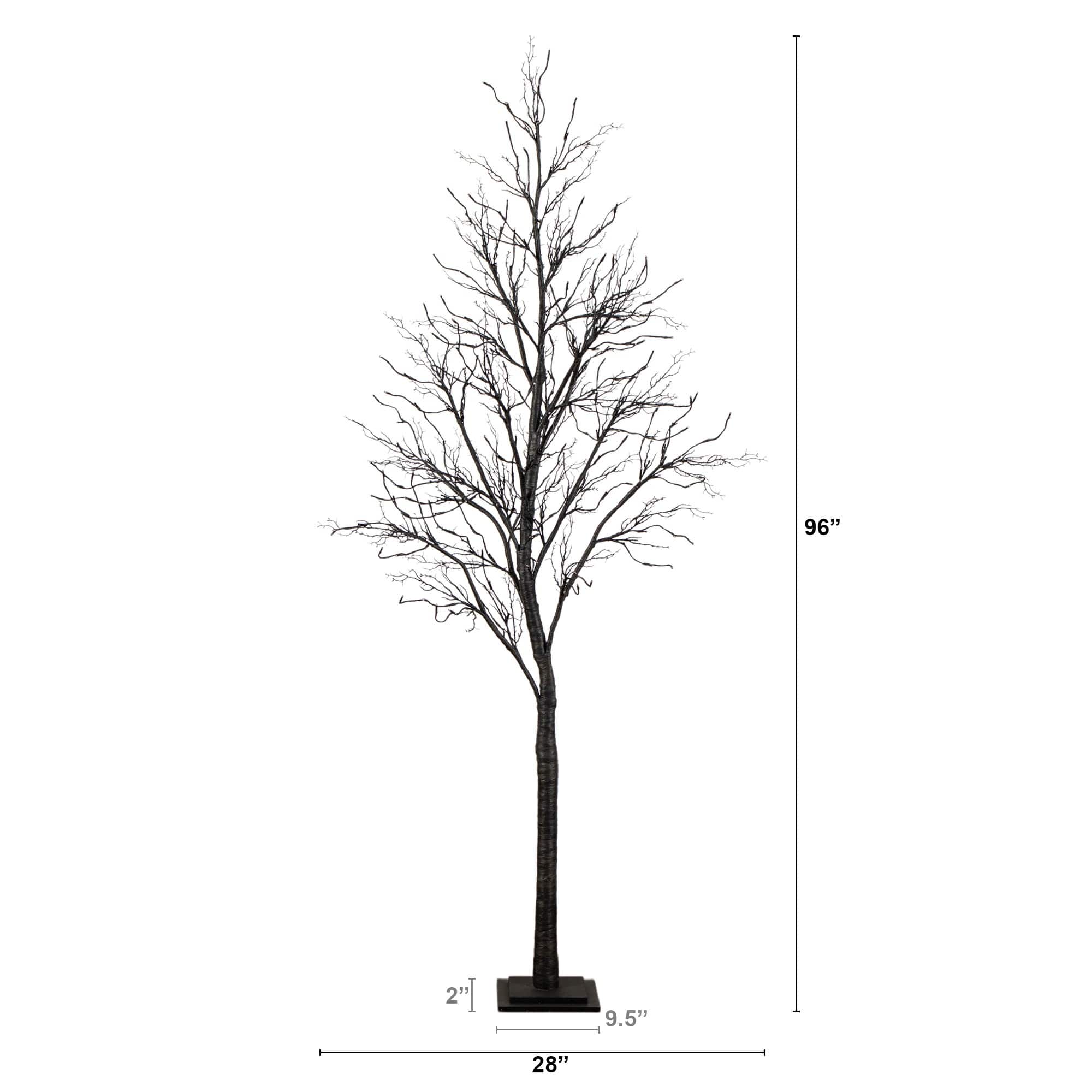 8ft. Pre-Lit Halloween Deluxe Black Twig Artificial Tree with 216 Orange &#x26; Purple LED Lights