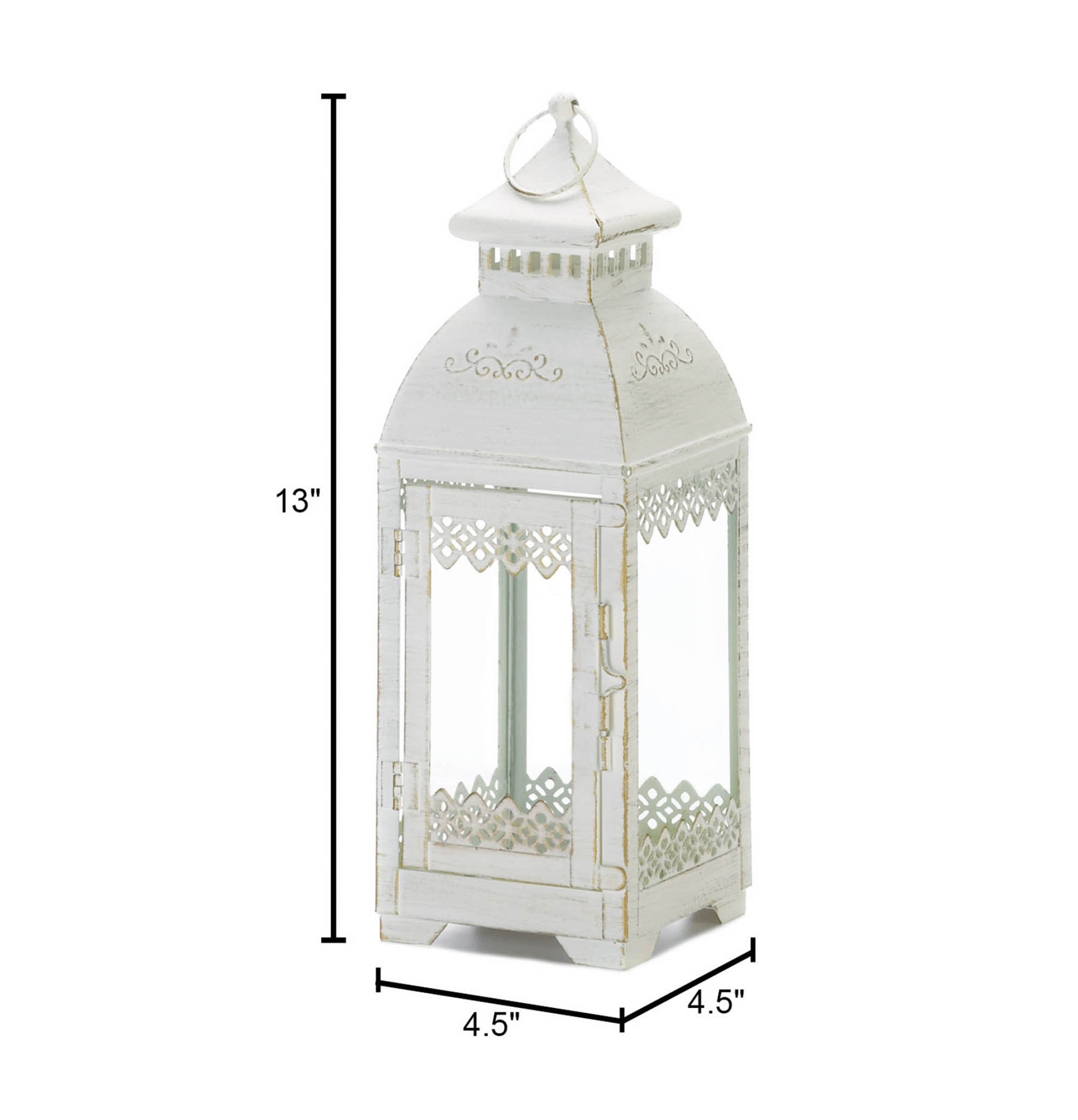 13" Rustic Metal White Lace Victorian Style Domed Lantern
