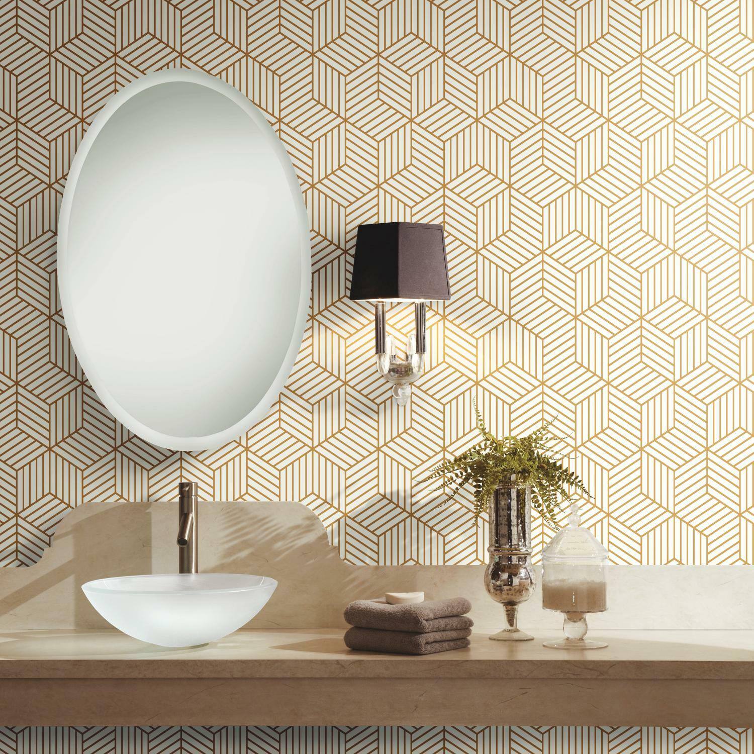 RoomMates Stripped Hexagon Peel & Stick Wallpaper