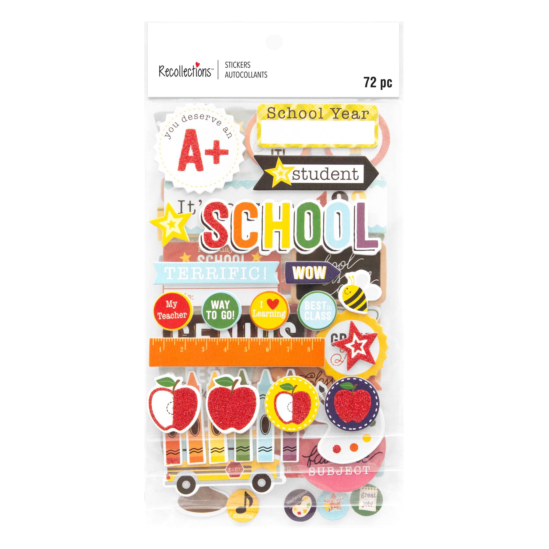 12 Pack: School Flipbook Chipboard Dimensional Stickers by Recollections&#x2122;