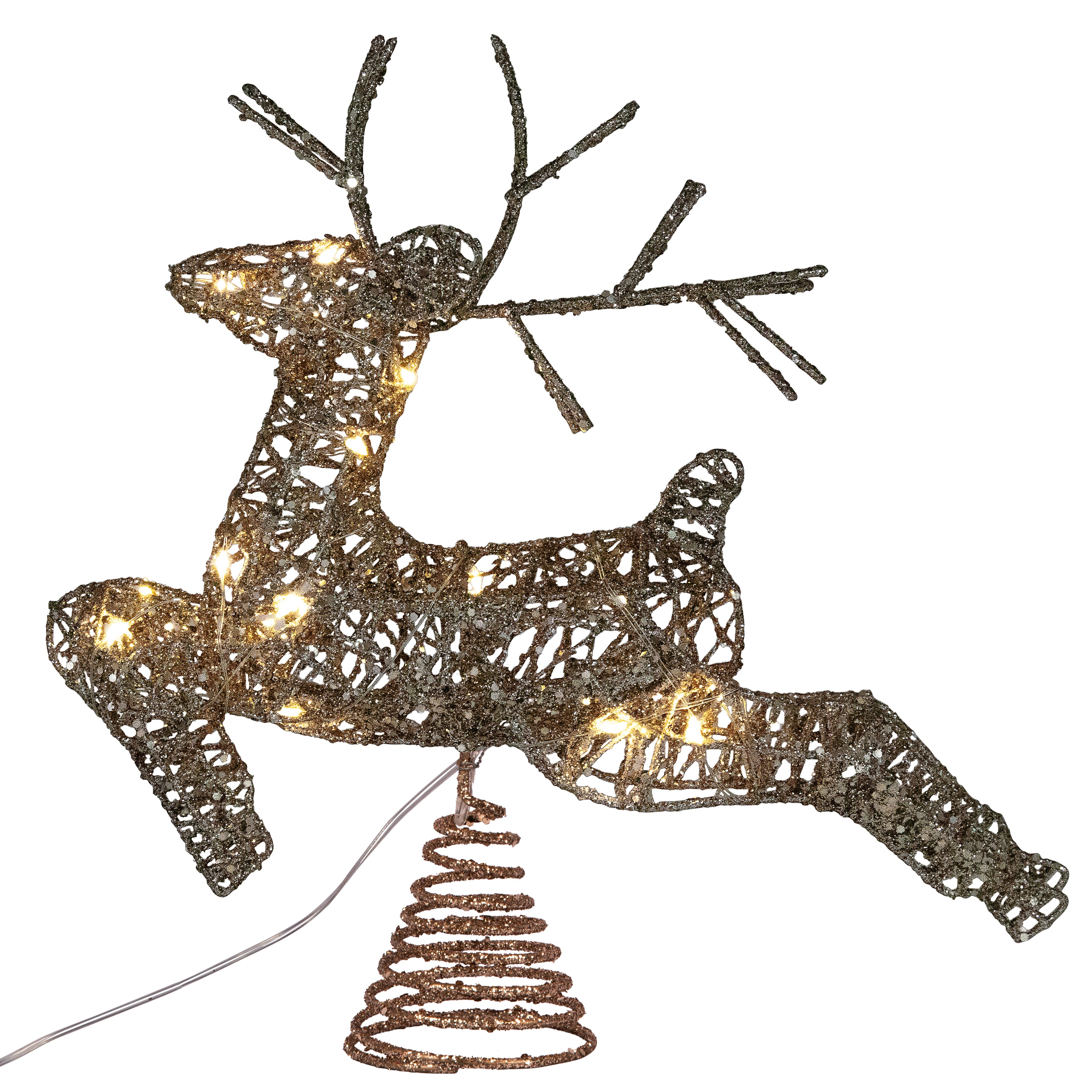 11.25&#x22; Champagne Glitter Reindeer LED Tree Topper by Ashland&#xAE;