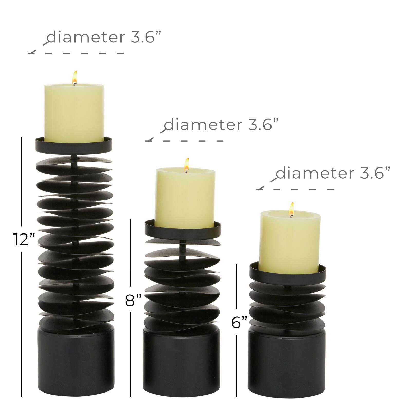 Black Metal Contemporary Candle Holder Set