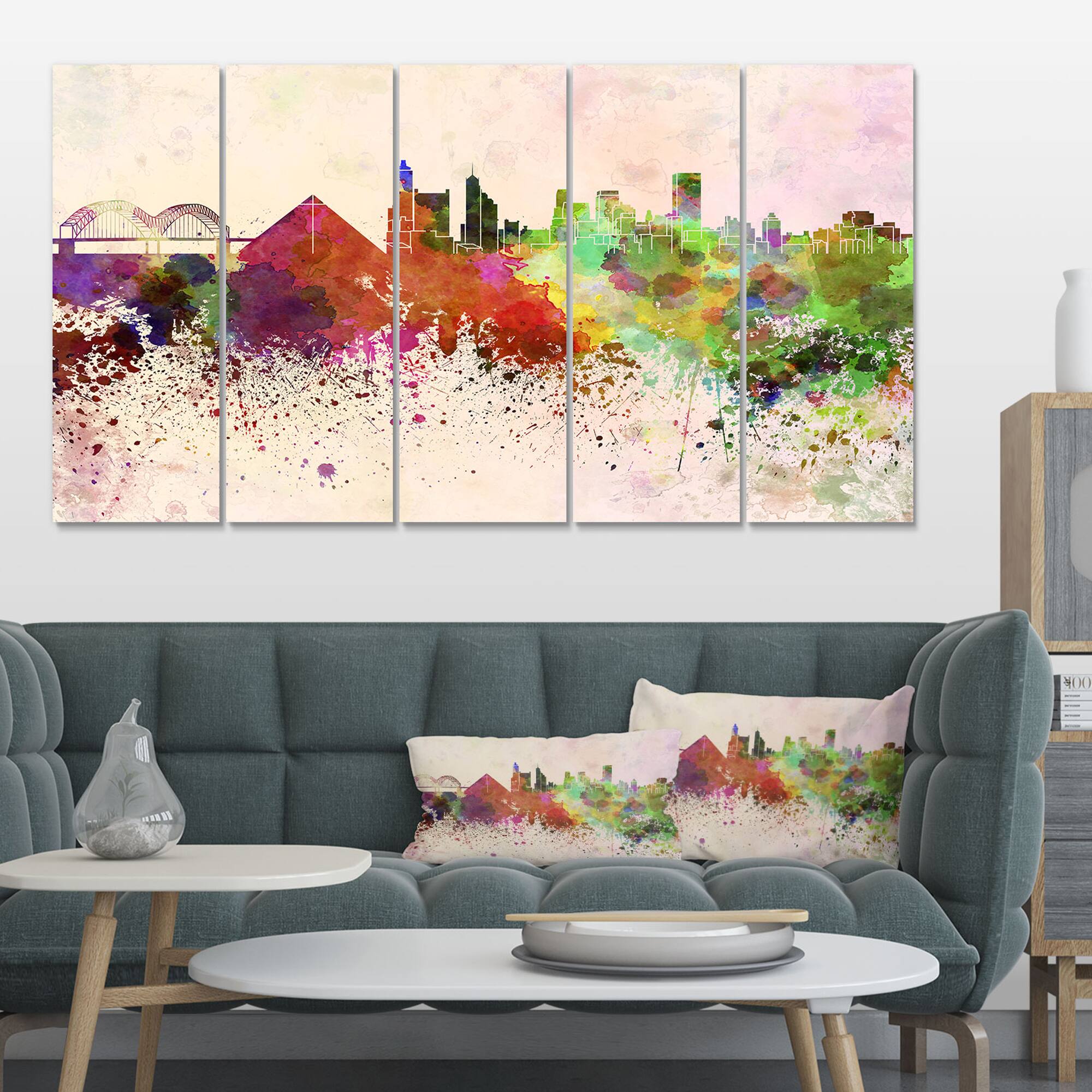 Designart - Memphis Skyline - Cityscape Canvas Artwork Print