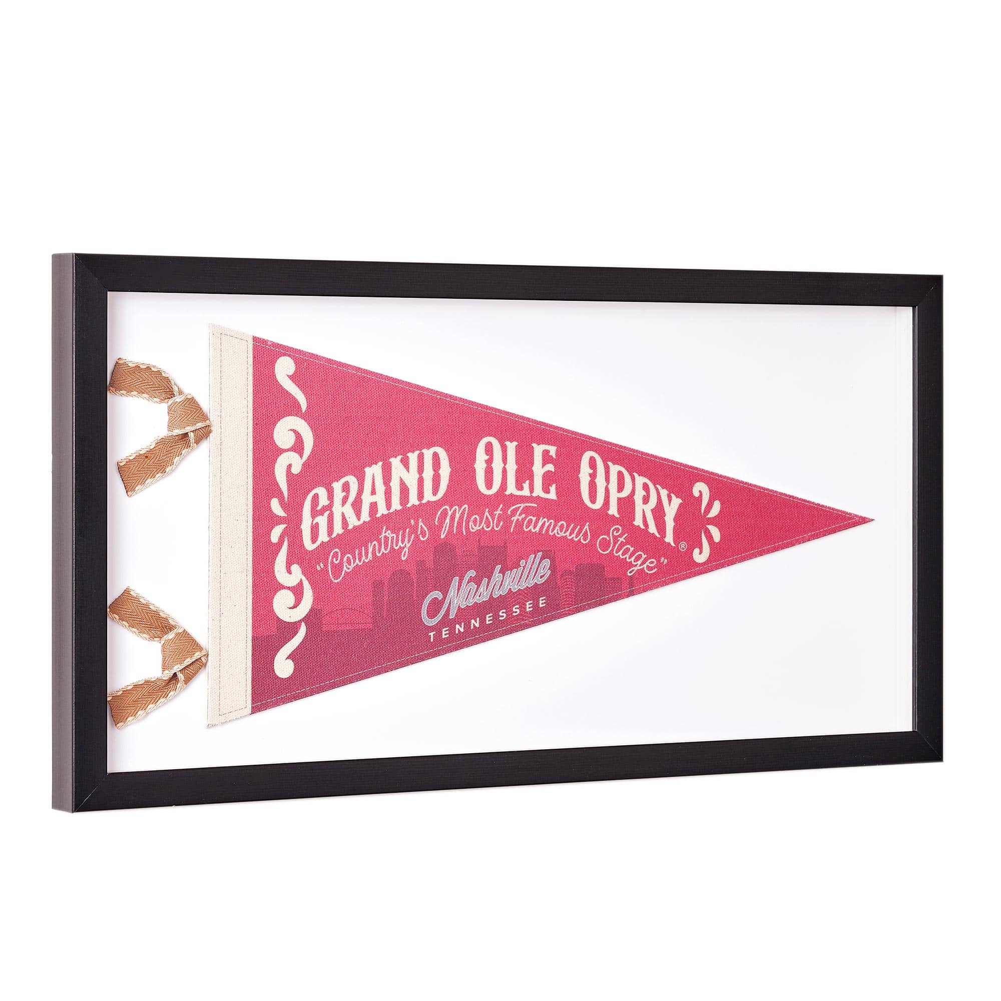 American Art Decor Grand Ole Opry Printed Linen Pennant in Shadowbox Frame - 10" H x 20" L