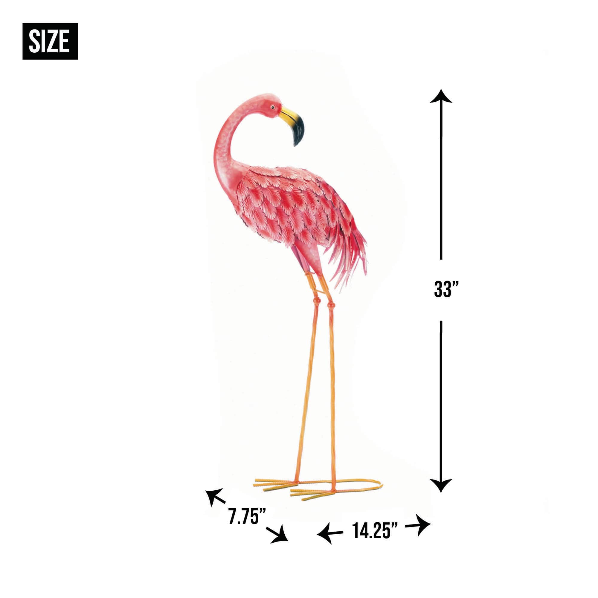 33" Bright Standing Flamingo Looking Back