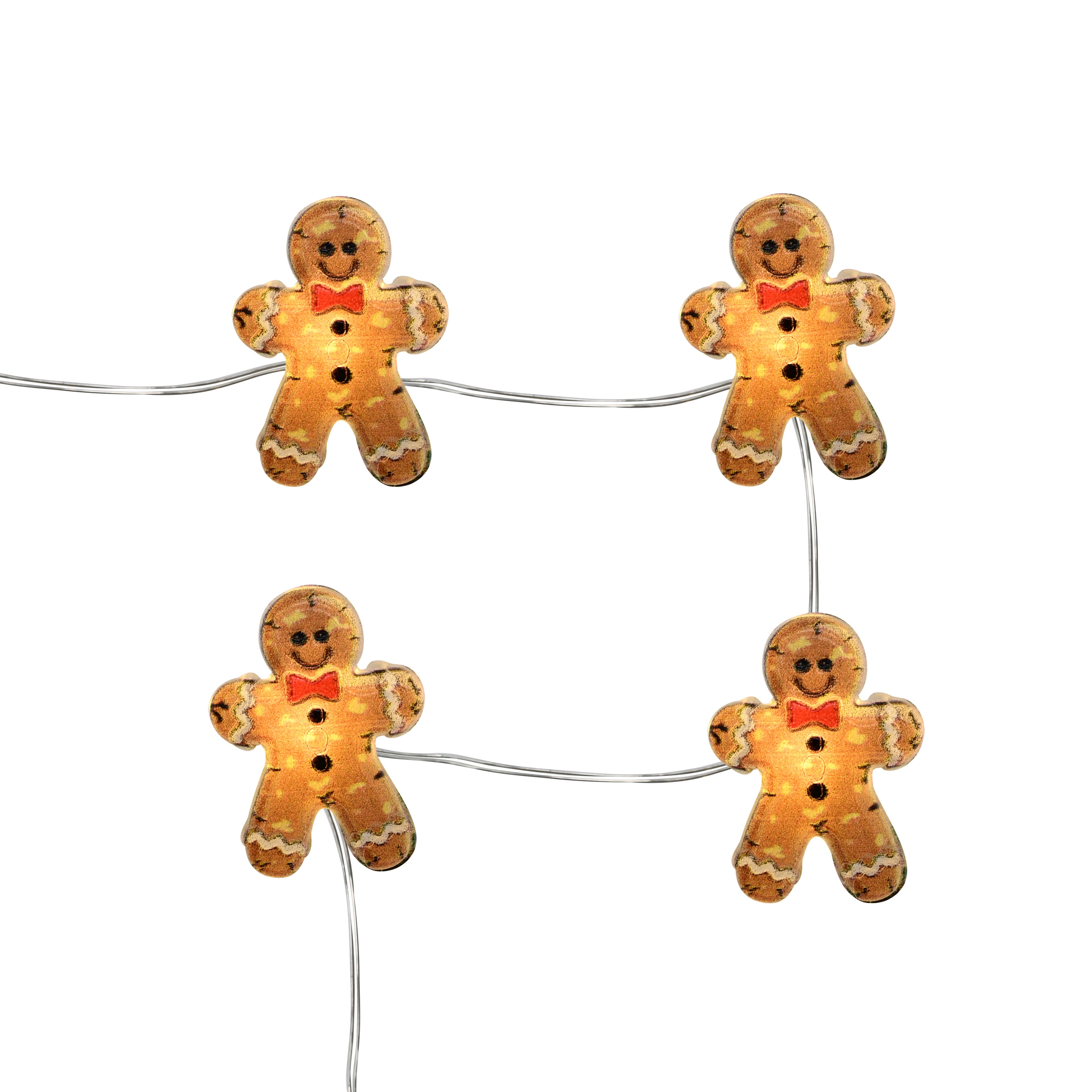18ct. Warm White LED Gingerbread Cookie String Lights on Silver Wire by Ashland®