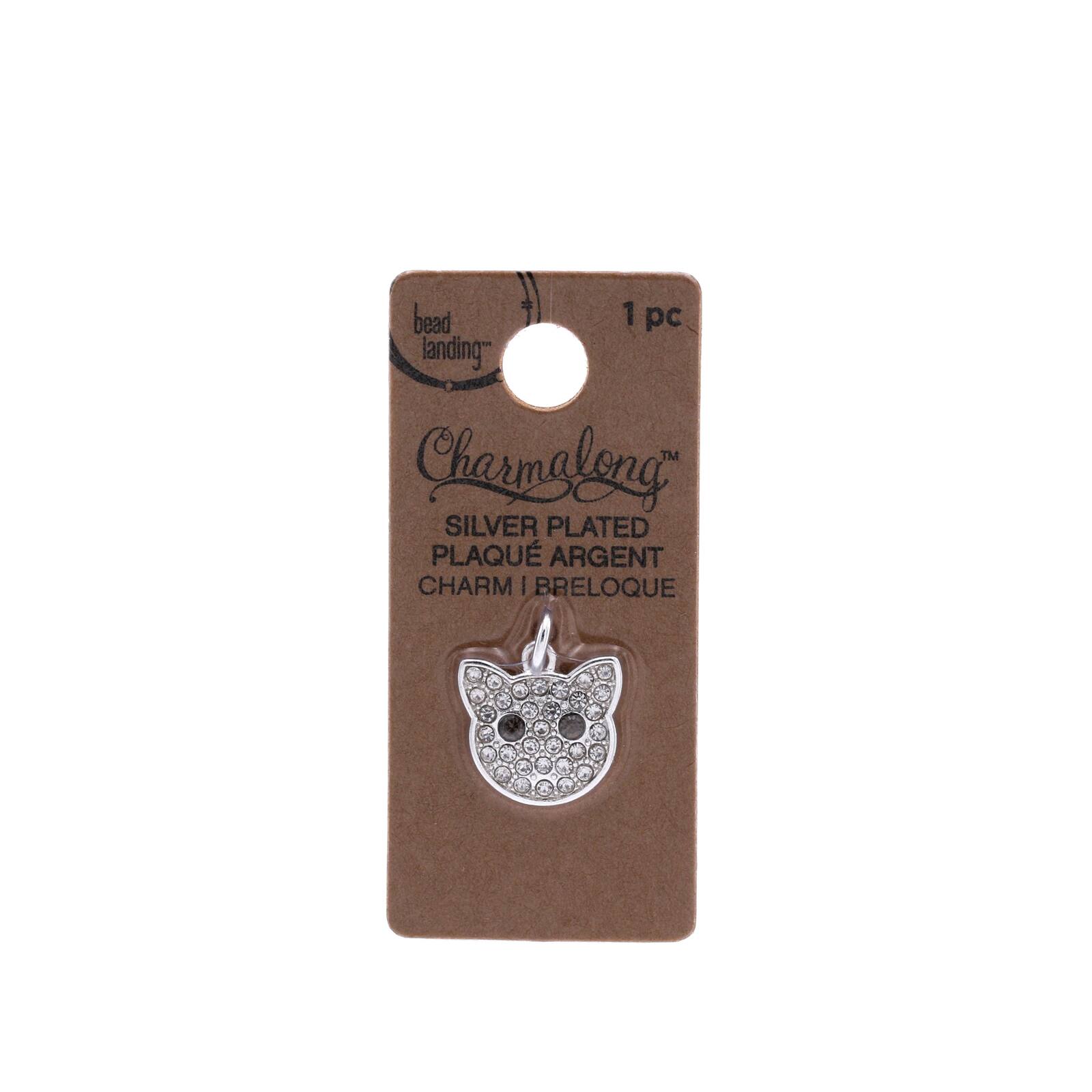 12 Pack: Charmalong™ Silver & Glass Cat Charm by Bead Landing™