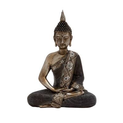 Brass Bohemian Polystone Sculpture, Buddha 16